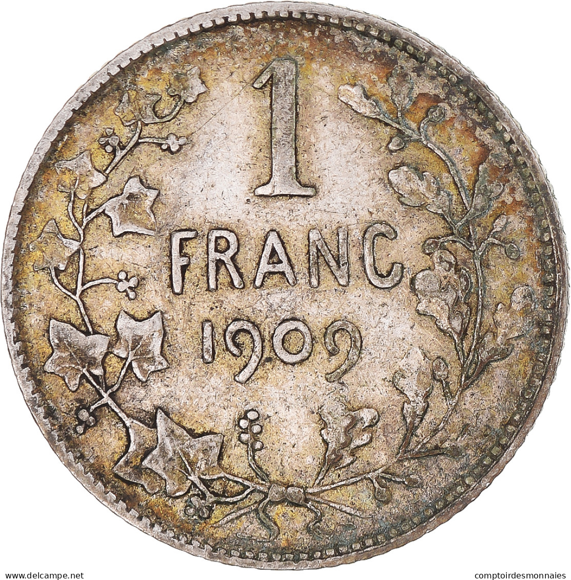 Monnaie, Belgique, Leopold II, Franc, 1909, TTB, Argent, KM:56.1 - 1 Franc