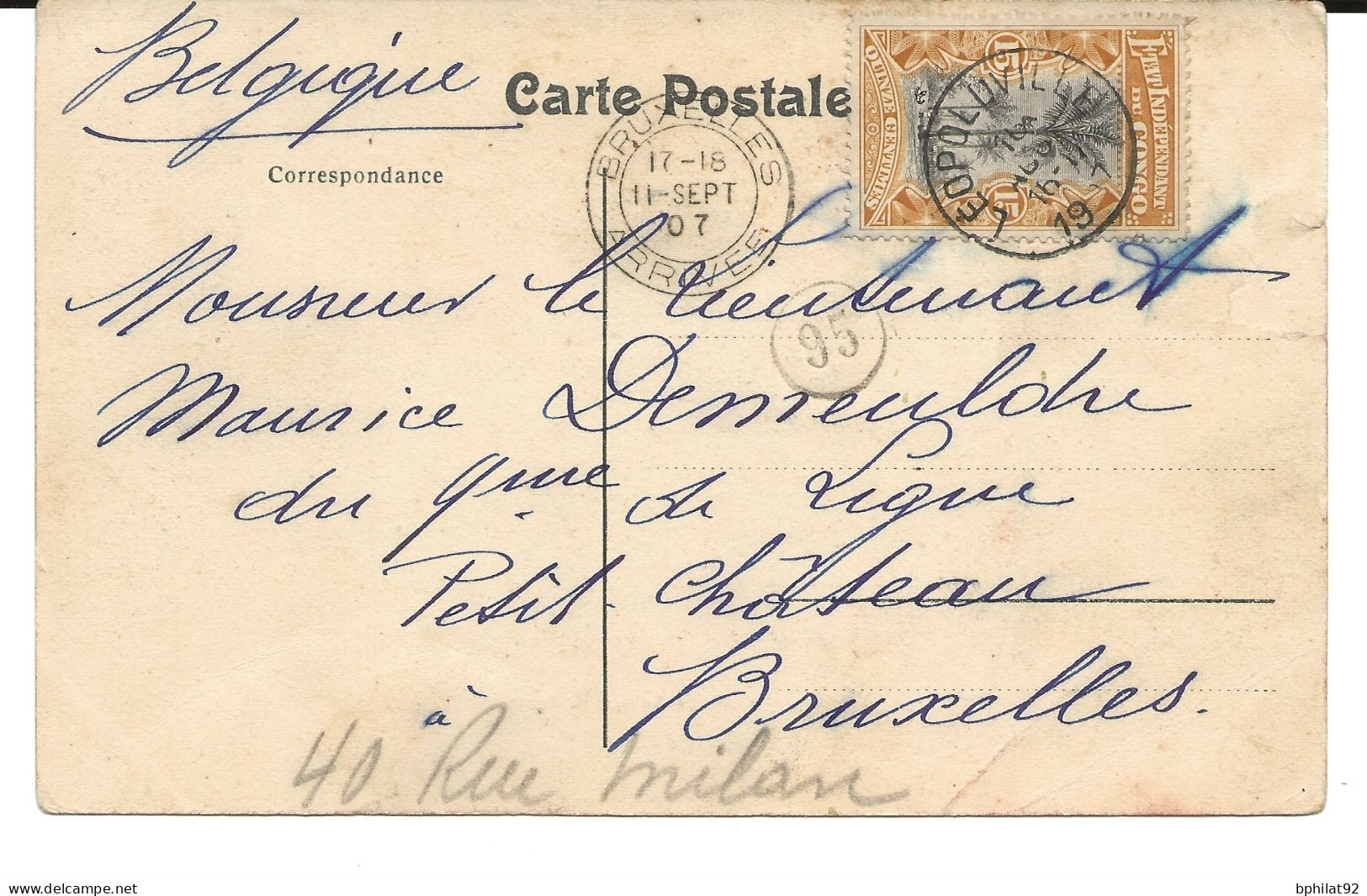 !!! CONGO, CPA DE 1907, DÉPART DE LÉOPOLDVILLE POUR BRUXELLES, BELGIQUE, CACHET DE DÉPART ET D'ARRIVÉE B.   " - Storia Postale