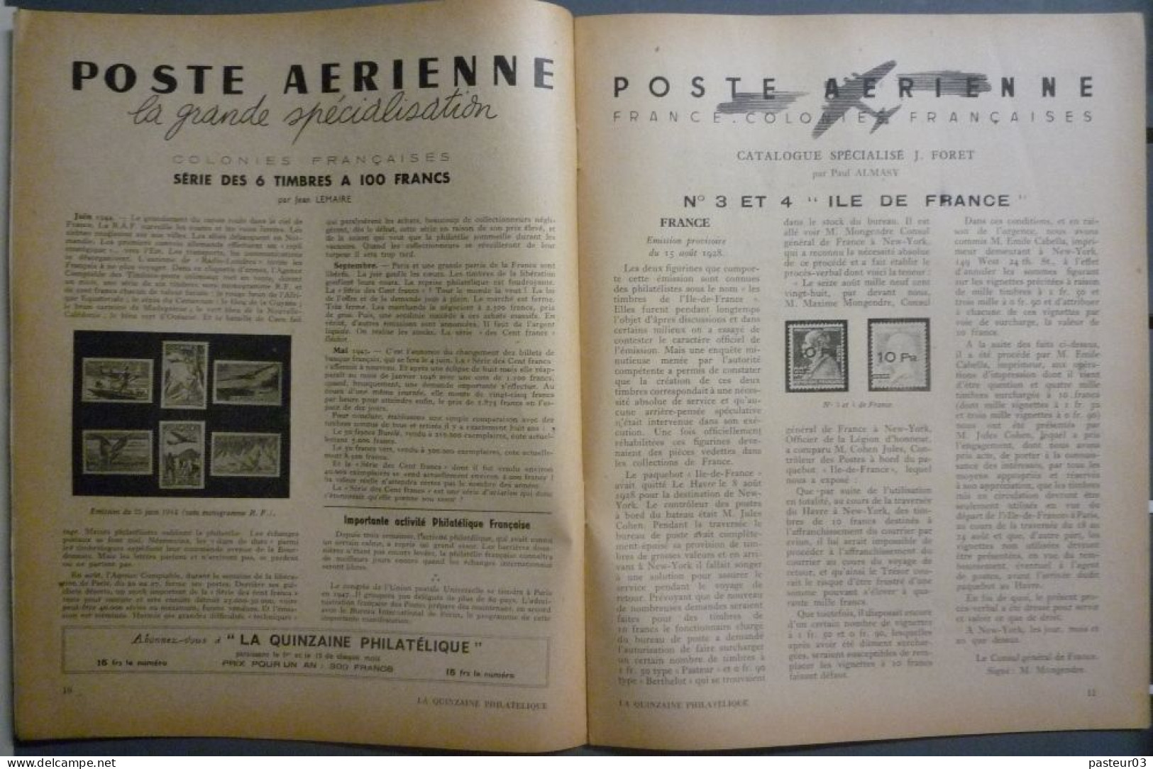 La Quinzaine Philatélique Voir Liste - Francés (desde 1941)