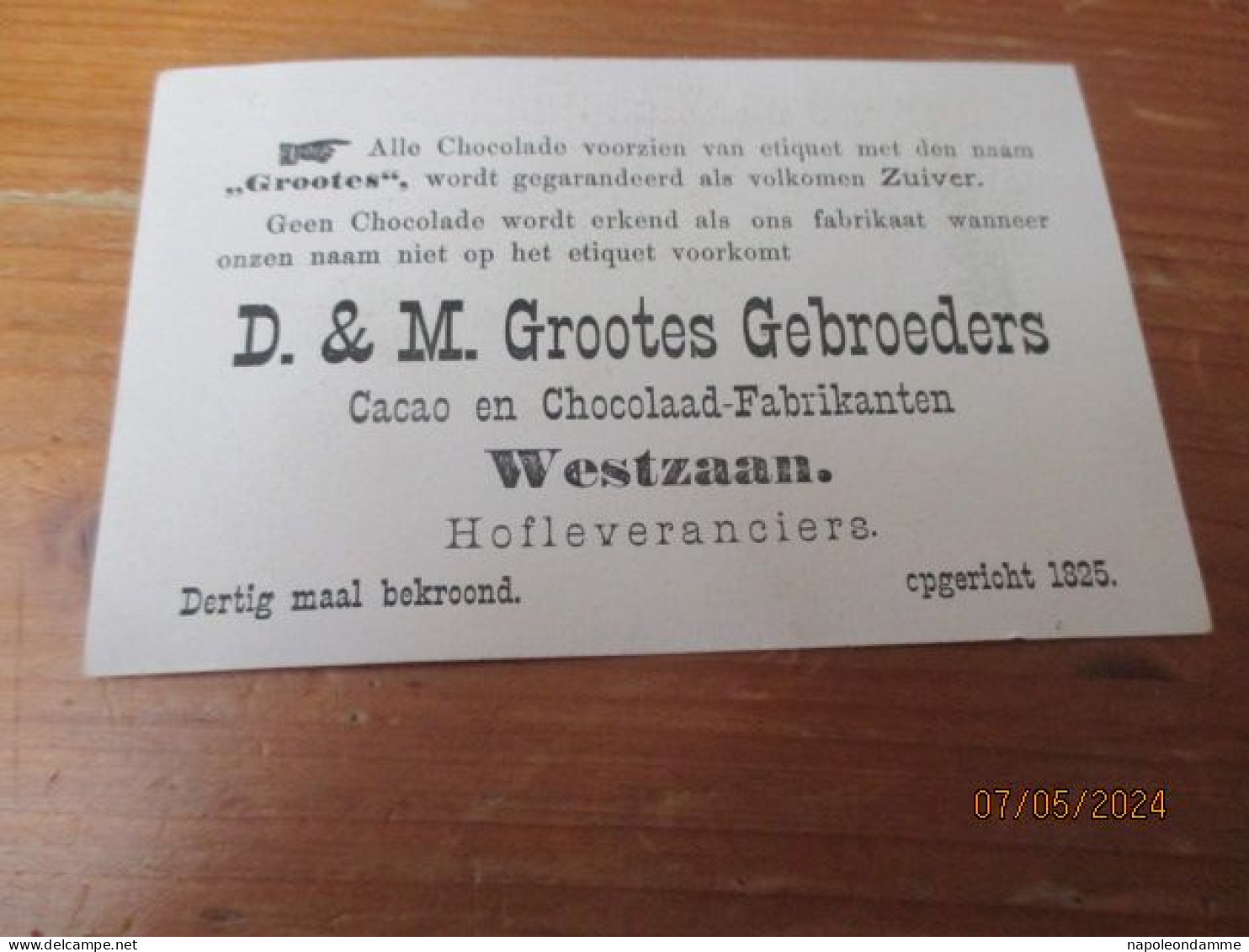Chromo, D & M Grootes Gebroeders, Westzaan, - Autres & Non Classés