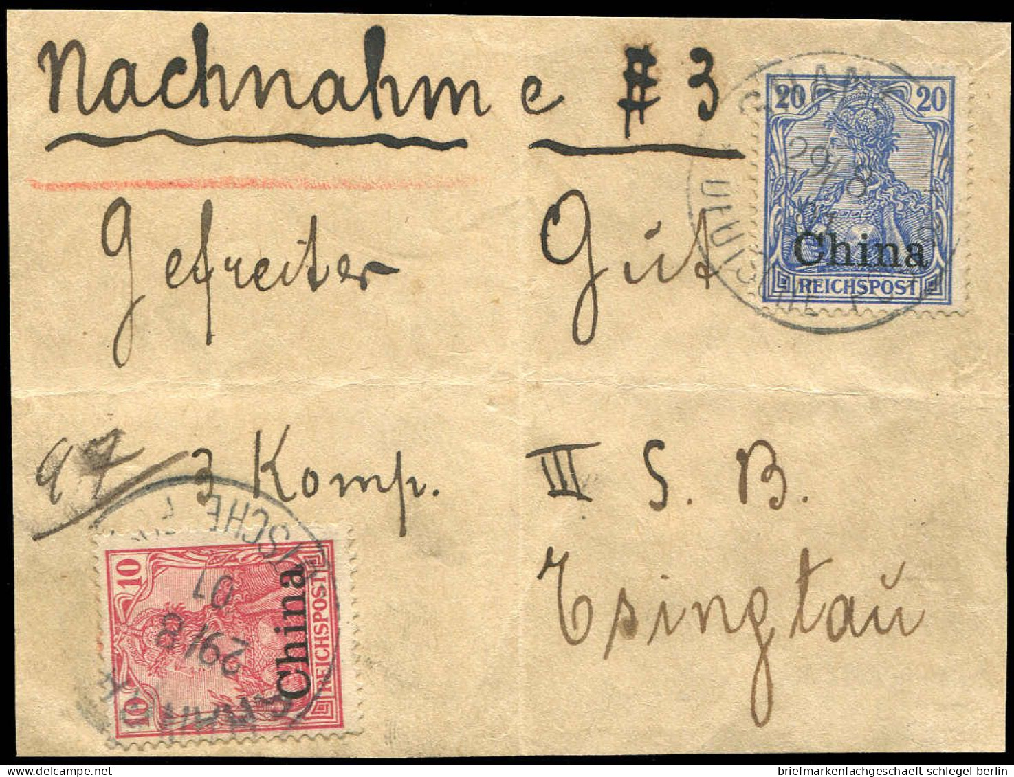 Deutsche Auslandspost China, 1901, 17, 18, Briefstück - China (kantoren)