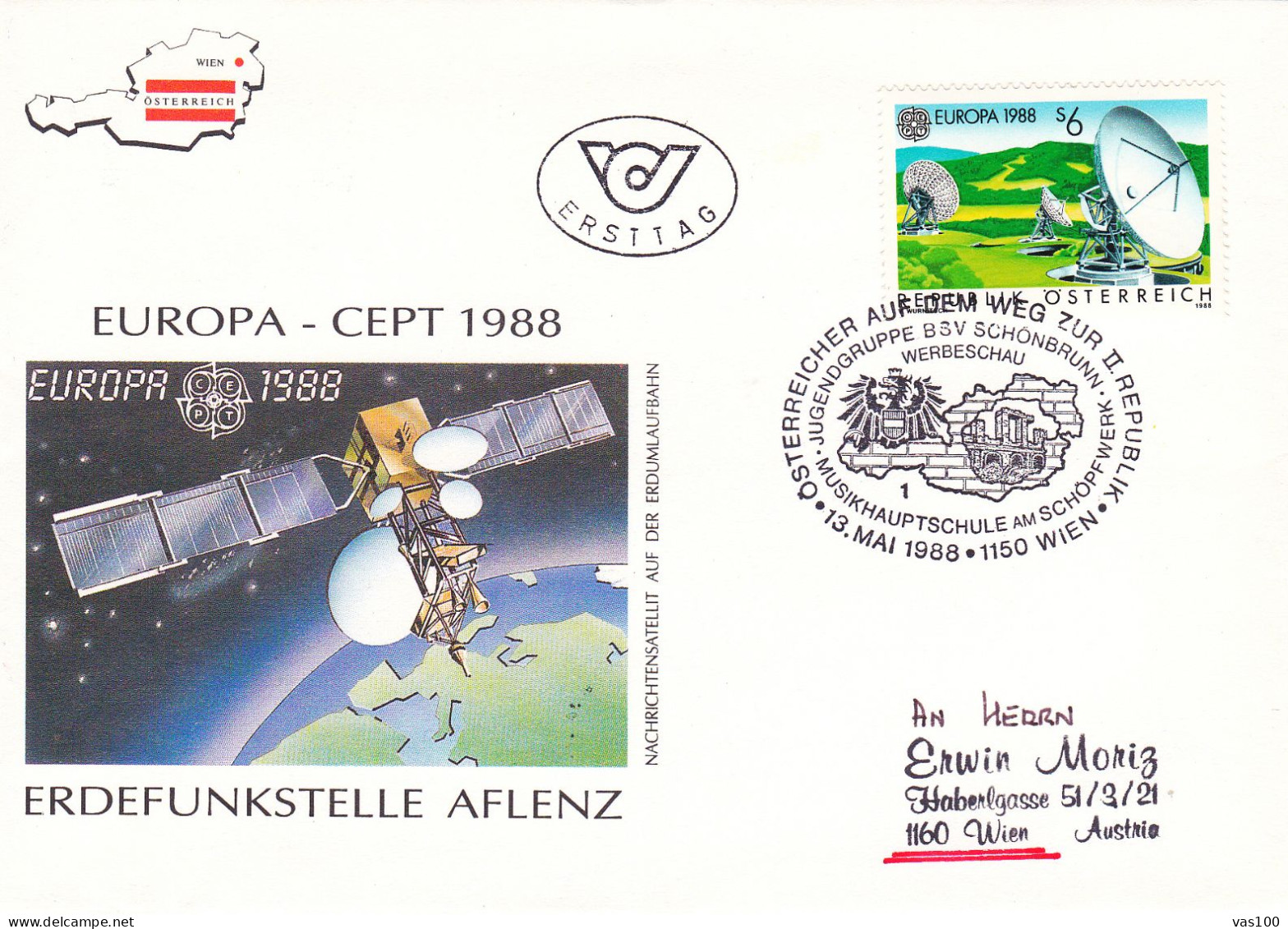 AUSTRIA POSTAL HISTORY / ASTRONOMY, 13.05.1988 - FDC