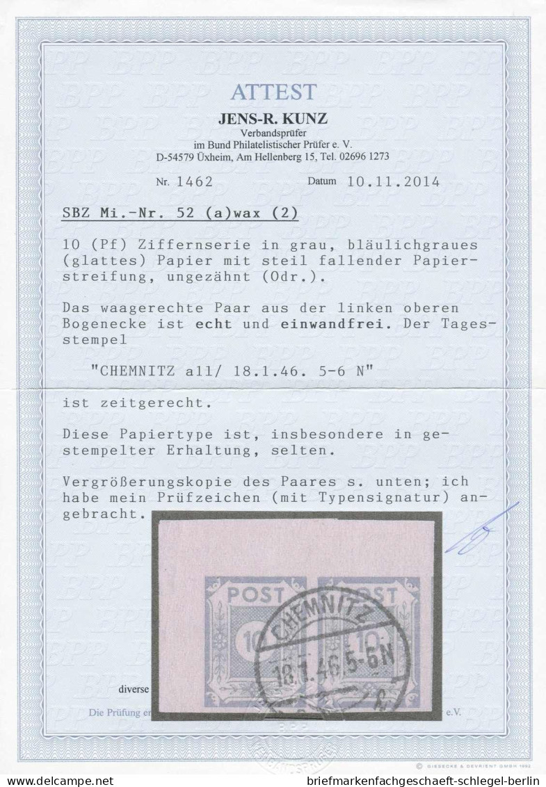 SBZ - Ostsachsen, 1945, 52 Wax (2), Gestempelt - Sonstige & Ohne Zuordnung