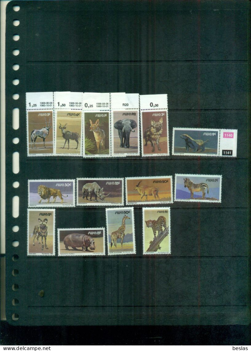 AFRIQUE DU SUD OUEST  SERIE COURANTE ANIMAUX  REIMPRESSION  PAPIER A CRAIE 14 VAL NEUFS A PARTIR DE 2,25 EUROS - Unused Stamps
