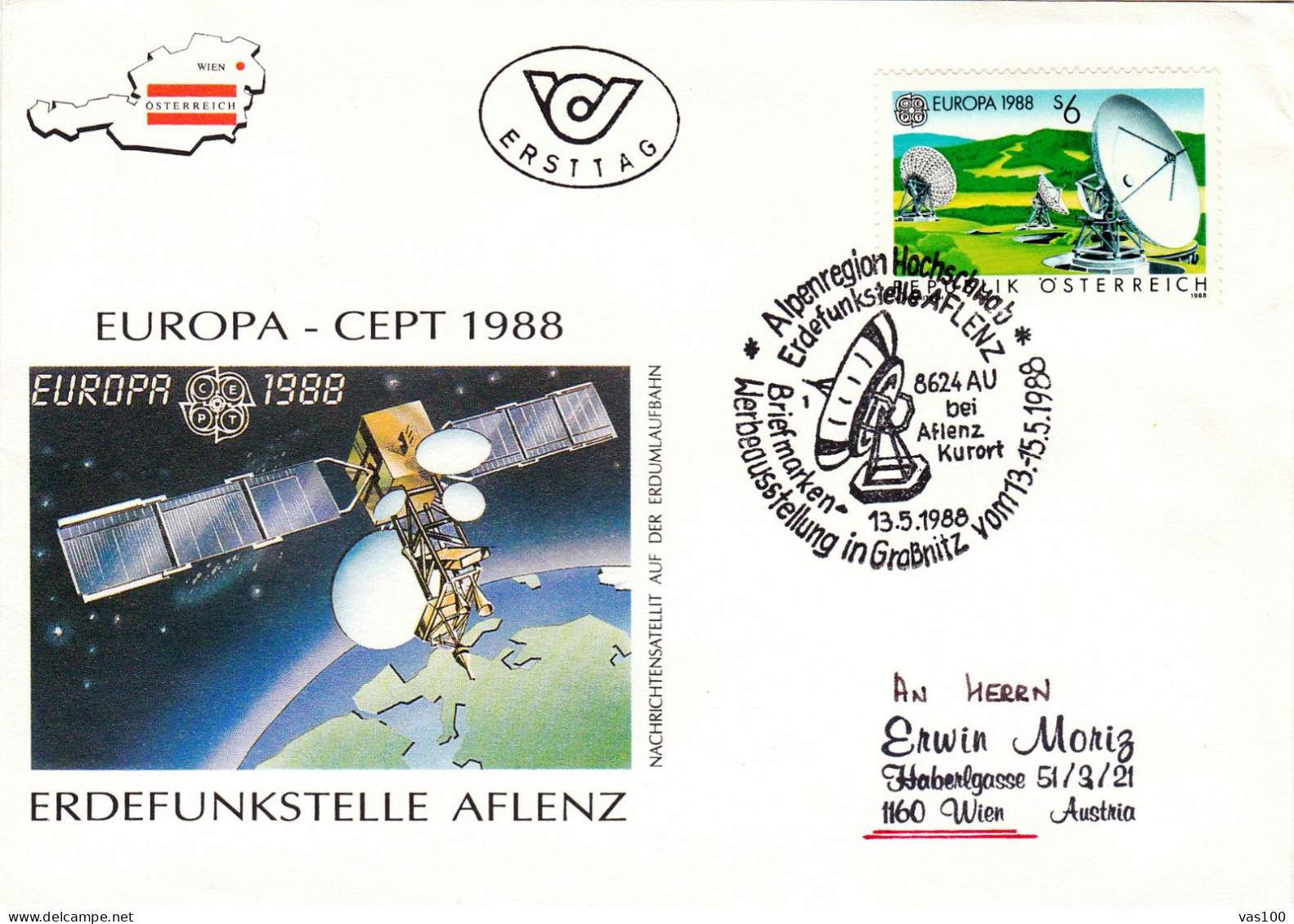 AUSTRIA POSTAL HISTORY / ASTRONOMY, 13.05.1988 - FDC