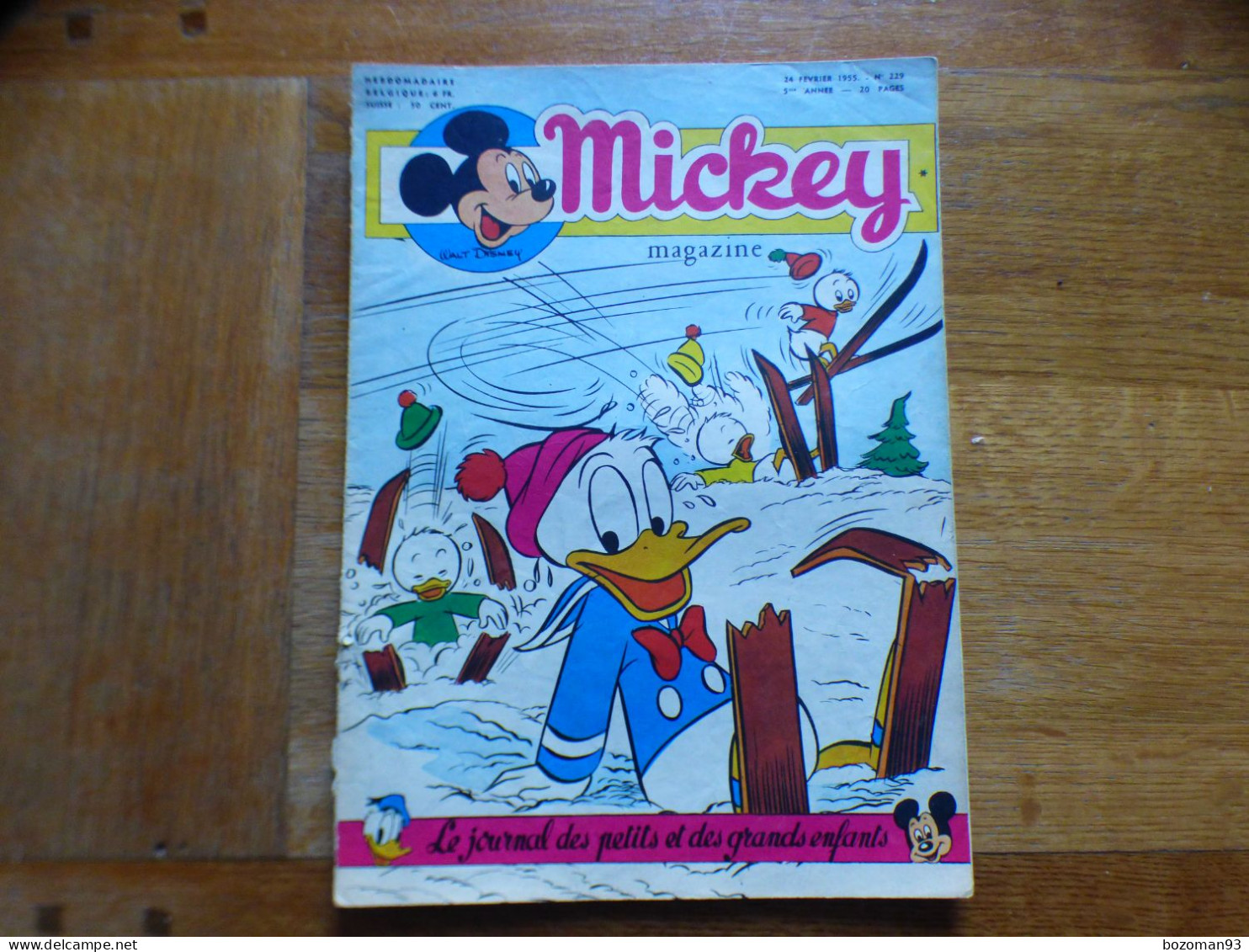 JOURNAL MICKEY BELGE  N° 229  Du 24/02/1955 COVER DONALD + ROB BOY + JEU MICKEY - Journal De Mickey