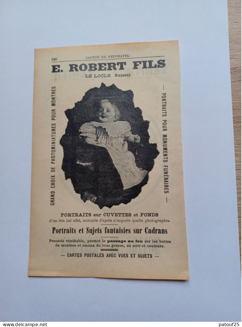 Ancienne Publicité Horlogerie E.ROBERT FILS LE LOCLE SUISSE 1914 RECTO ZENITH - Zwitserland