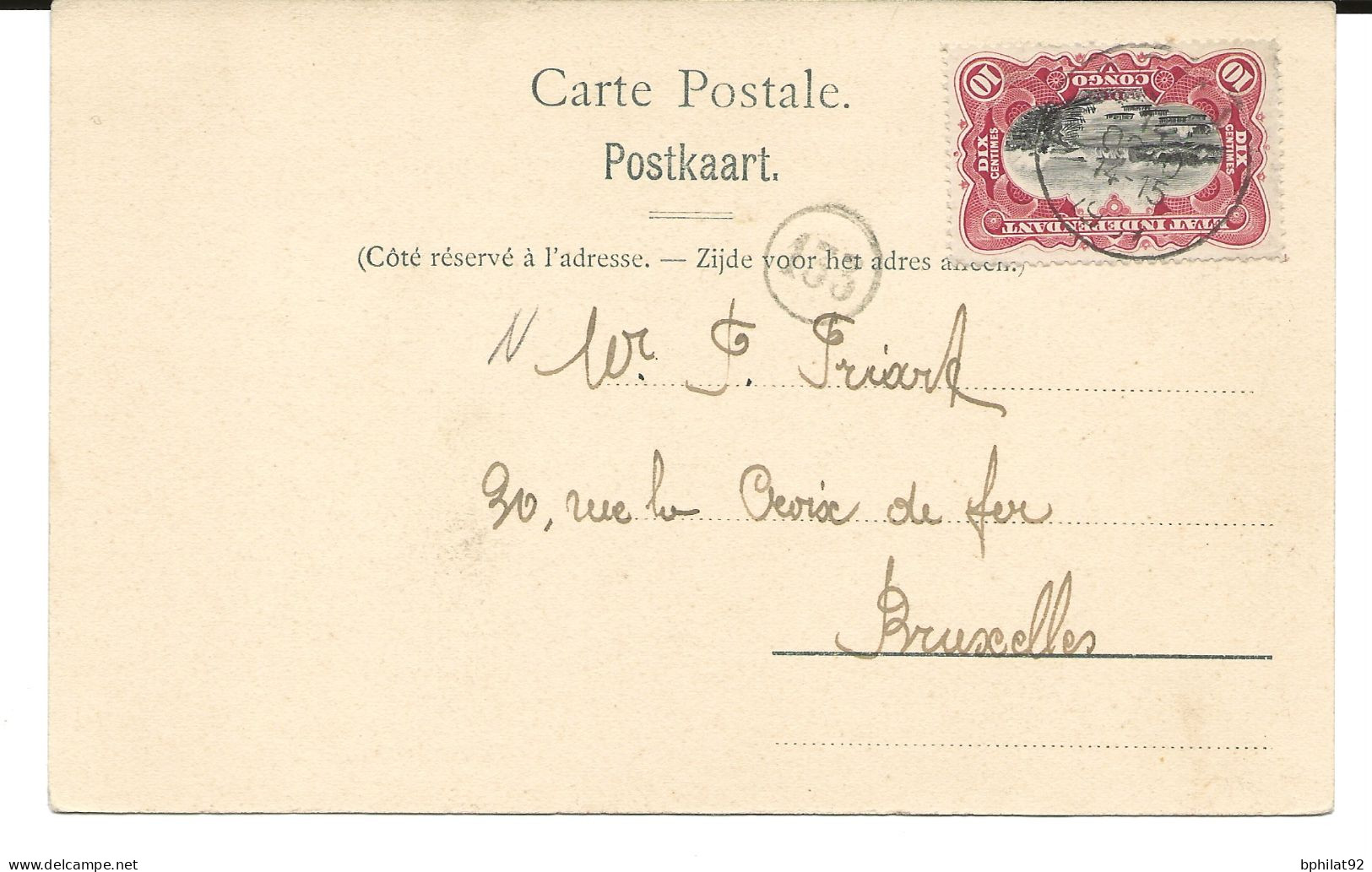 !!! CONGO, CPA DE 1907 POUR BRUXELLES, BELGIQUE. - Briefe U. Dokumente