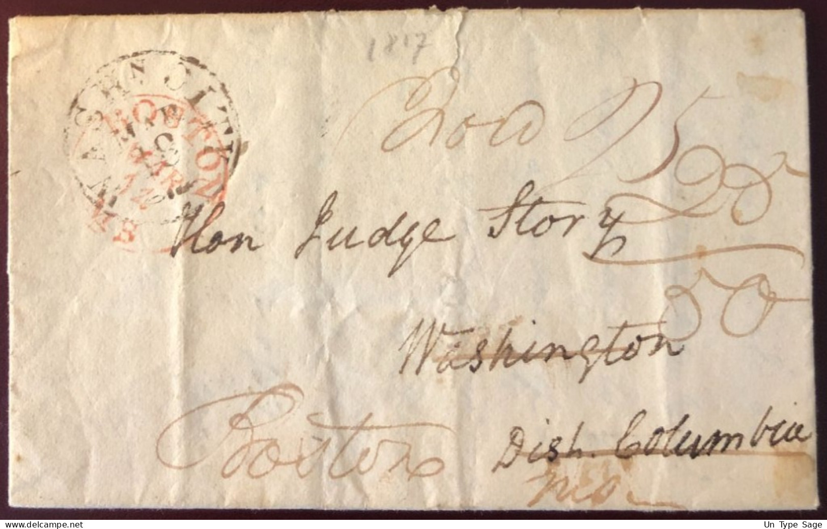 Etats-Unis, Lettre De Boston 13.3.1817 Pour Washington - (B1367) - Marcophilie