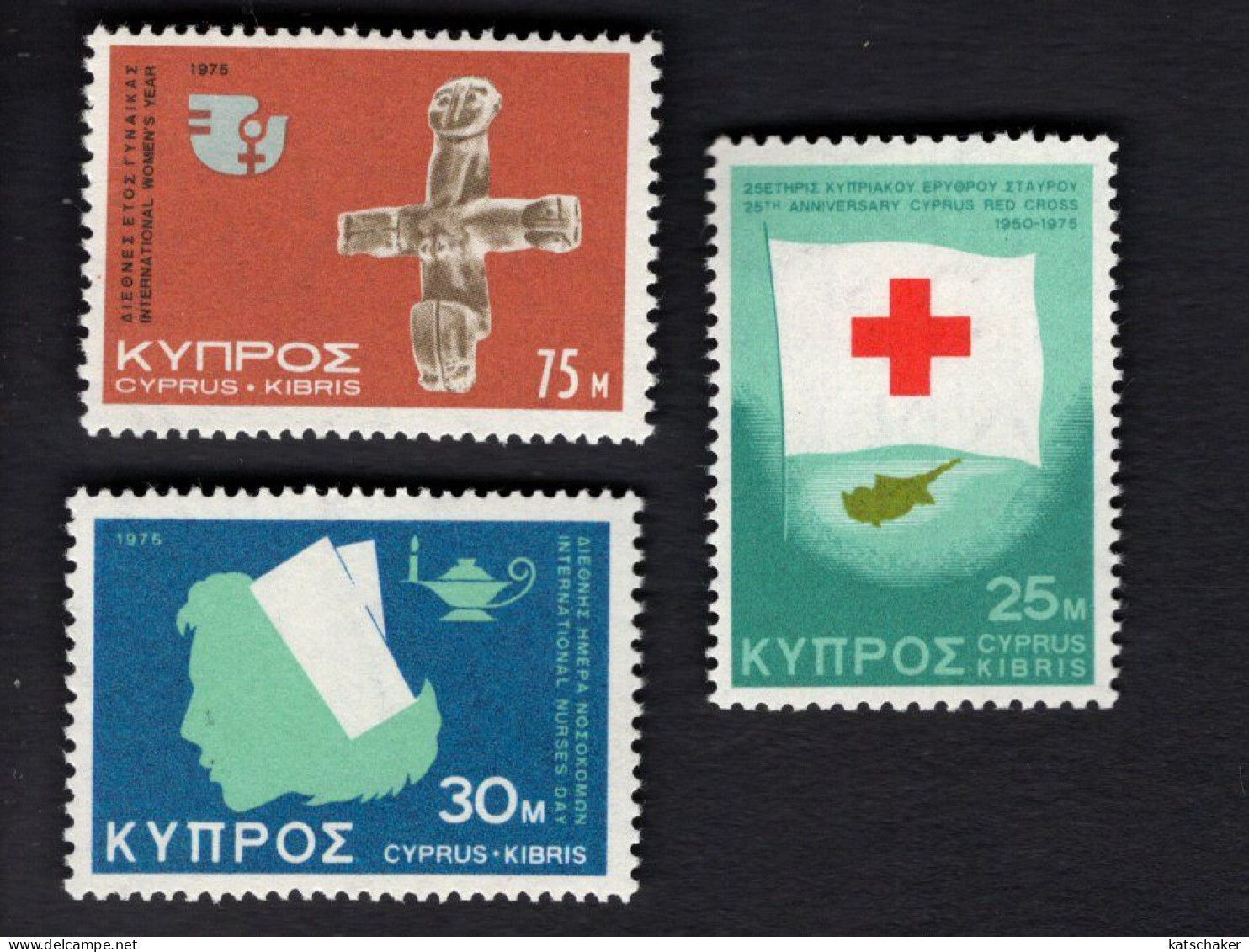 2024685203 1975 SCOTT 439 441  (XX) POSTFRIS MINT NEVER HINGED - CYPRUS RED CROSS - 25TH ANNIV - INTL NURSE DAY - IWY - Ungebraucht