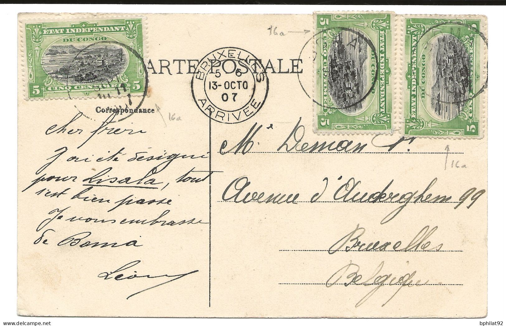 !!! CONGO, CPA DE 1907 DÉPART DE BOMA POUR BRUXELLES, BELGIQUE. - Lettres & Documents