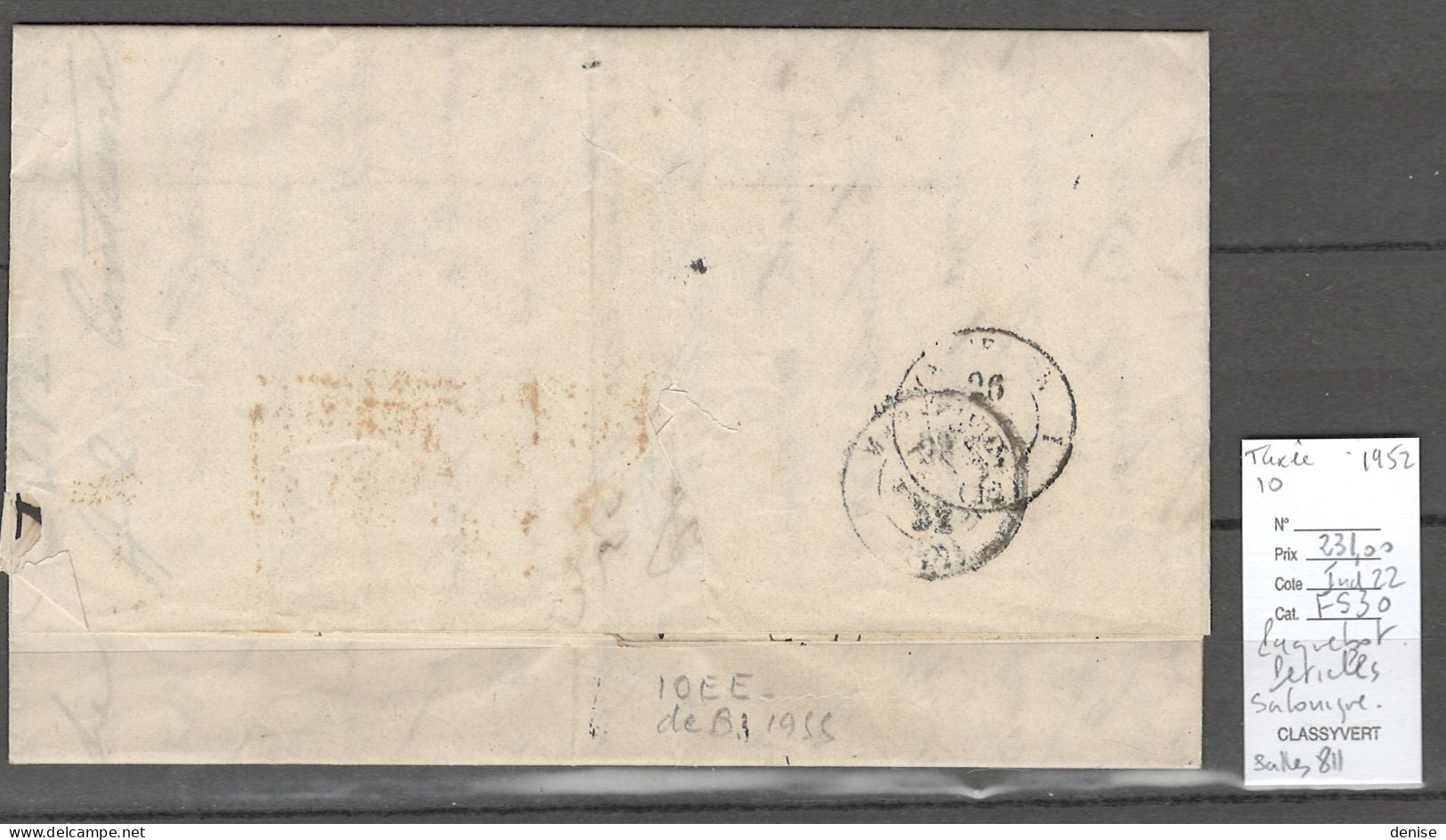 France -Lettre Du Paquebot De La Méditerranée  PERICLES  - 1852 - Salonique - Maritime Post