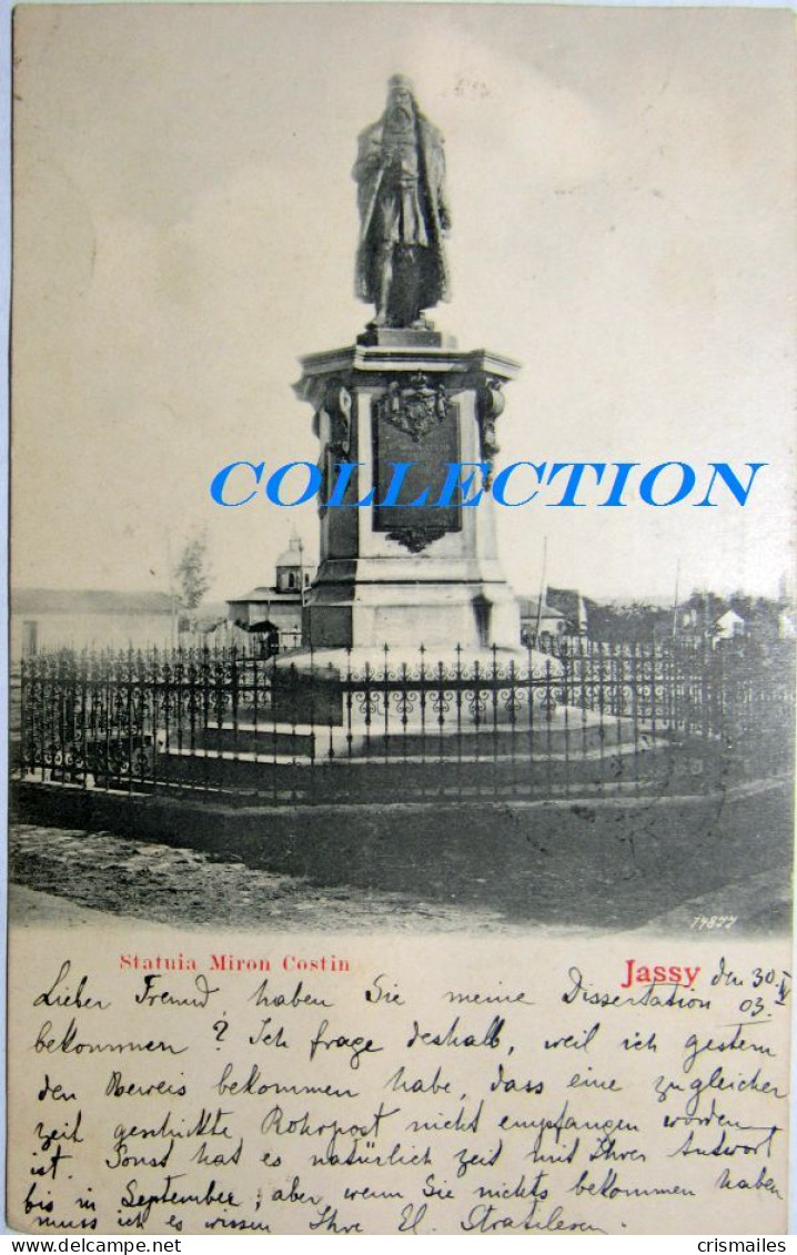 JASSY, IASI 1903, Statuia Miron COSTIN, Raritate Clasica Cu Timbru - Roumanie