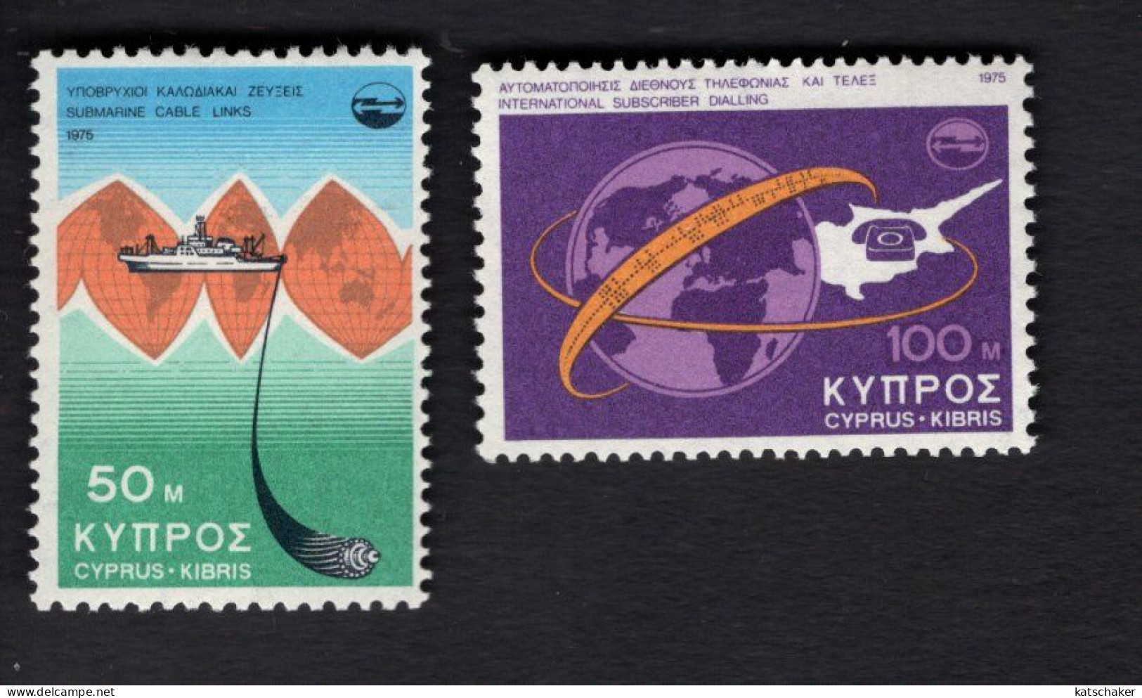 2024686256 1975 SCOTT 442 443  (XX) POSTFRIS MINT NEVER HINGED - TELECOMMUNICATIONS ACHIEVEMENTS - Unused Stamps