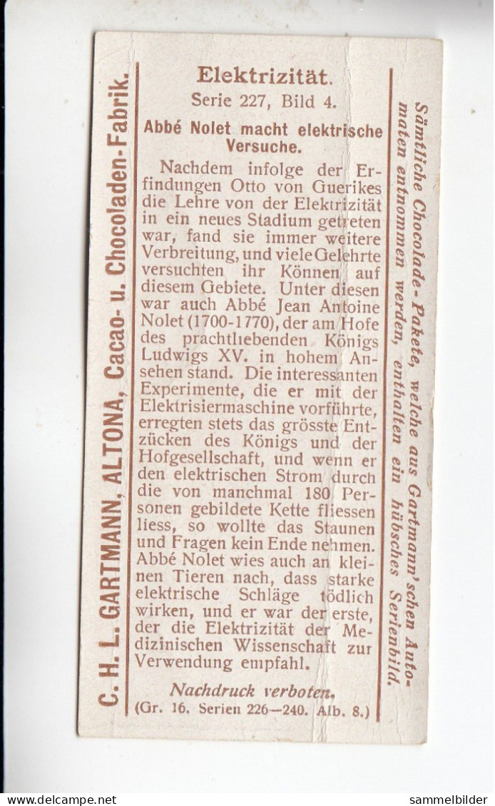 Gartmann  Elektrizität  Abbe Nolet   Serie 227 #4 Von 1908 - Sonstige & Ohne Zuordnung