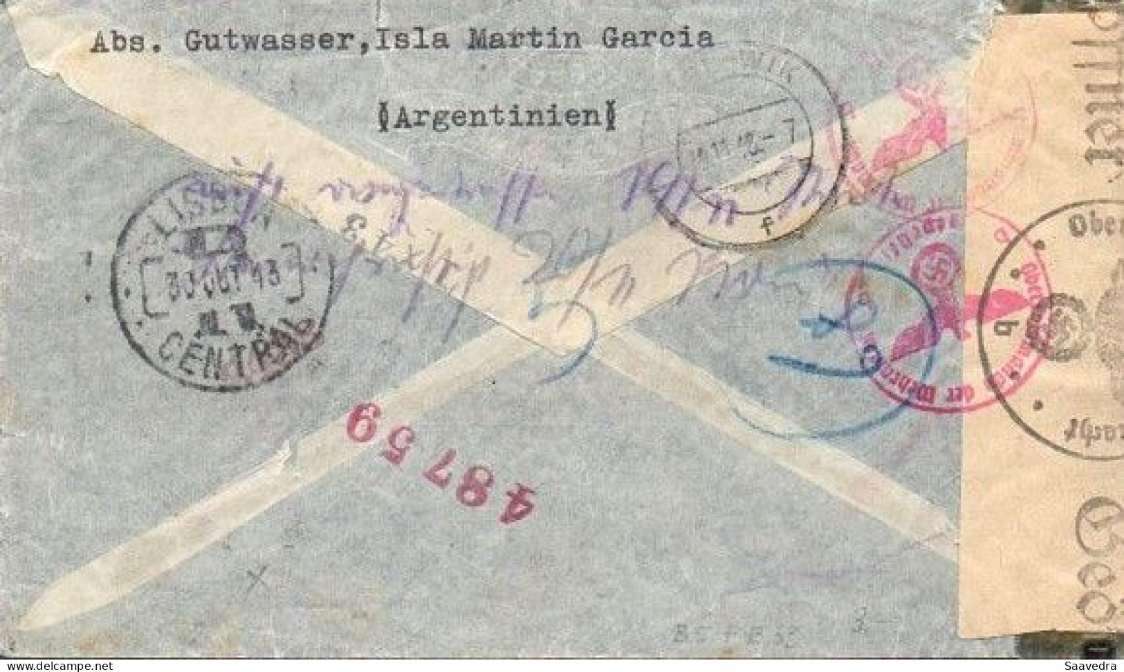 Letter From GRAF SPEE Marine (Karl GUTWASSER), Argentina-Kiel (Germany), 1943  SEE DESCRIPTION  (038) - Cartas & Documentos