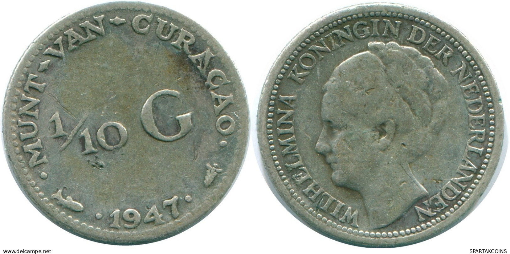 1/10 GULDEN 1947 CURACAO NÉERLANDAIS NETHERLANDS ARGENT Colonial Pièce #NL11875.3.F.A - Curacao