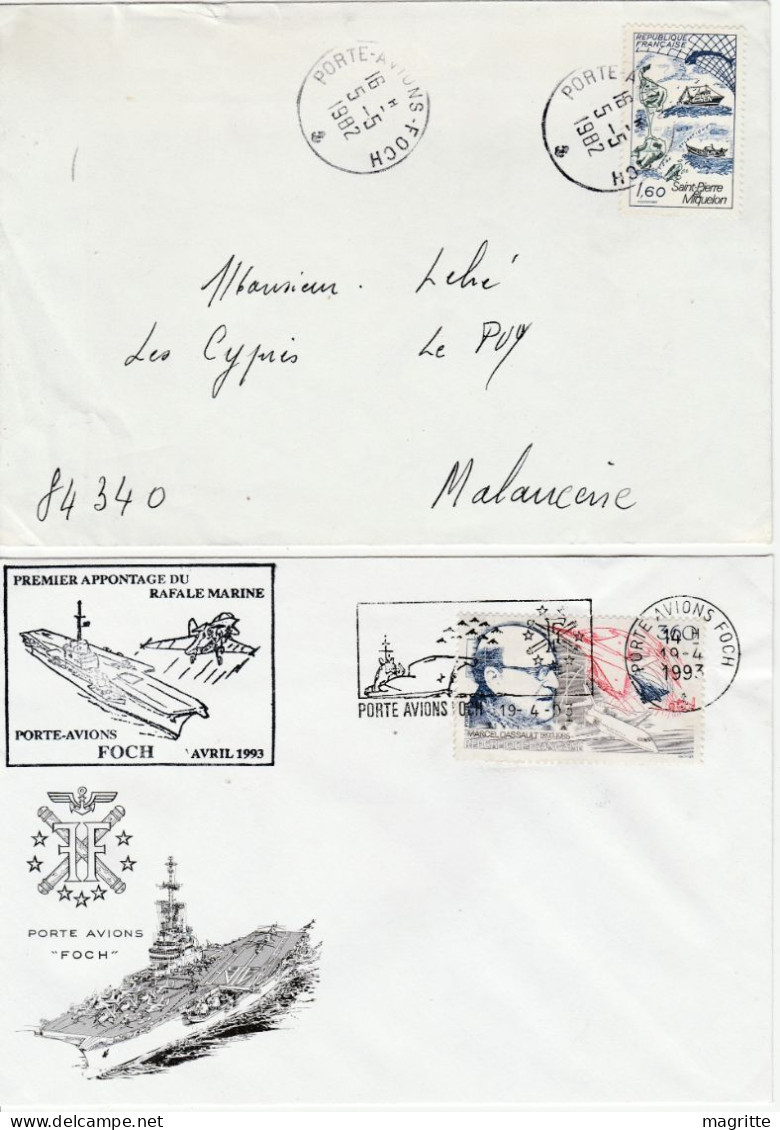 France Lot 11 Enveloppes Porte Avions Foch Rafale Balbuzard R99 Flamme Aircraft Carrier - Naval Post