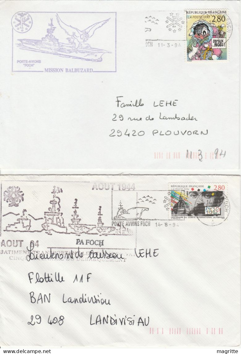 France Lot 11 Enveloppes Porte Avions Foch Rafale Balbuzard R99 Flamme Aircraft Carrier - Scheepspost