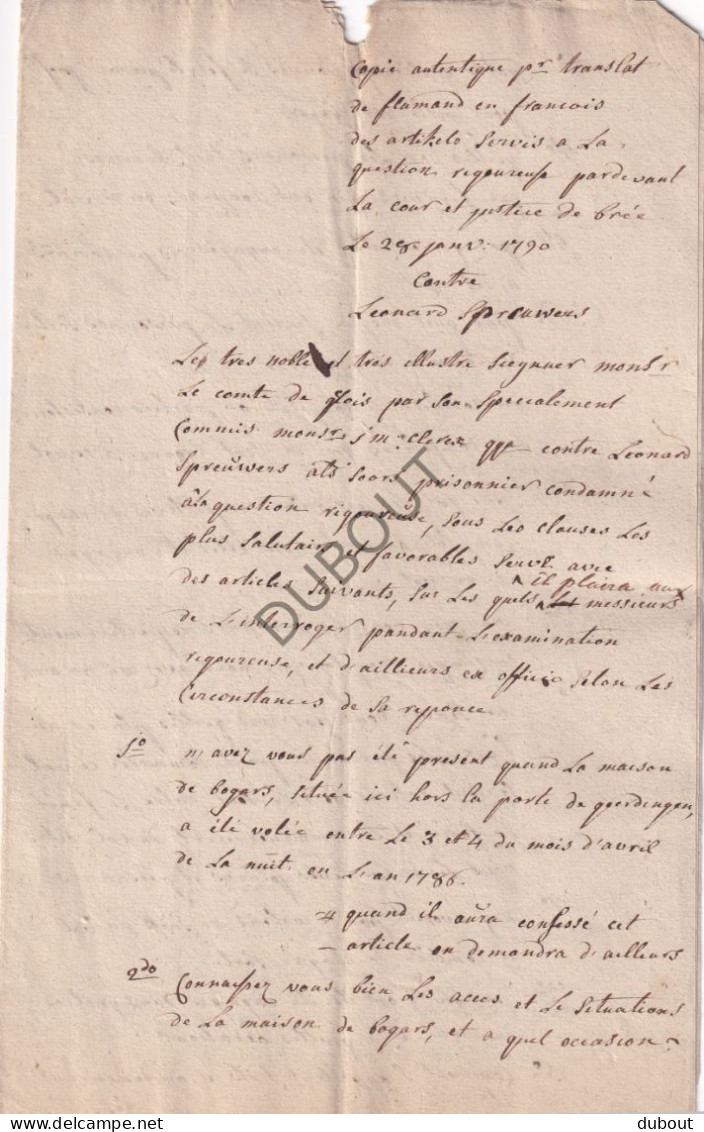 Bree - Manuscript 1790 Proces Leonard Spreeuwers  (V3088) - Manuscripten