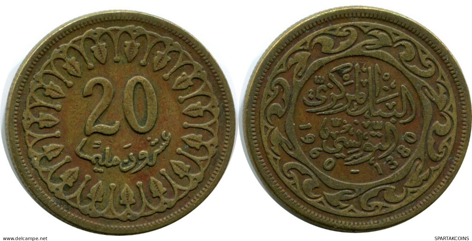 20 MILLIMES 1960 TUNISIA Islamic Coin #AH878.U.A - Túnez