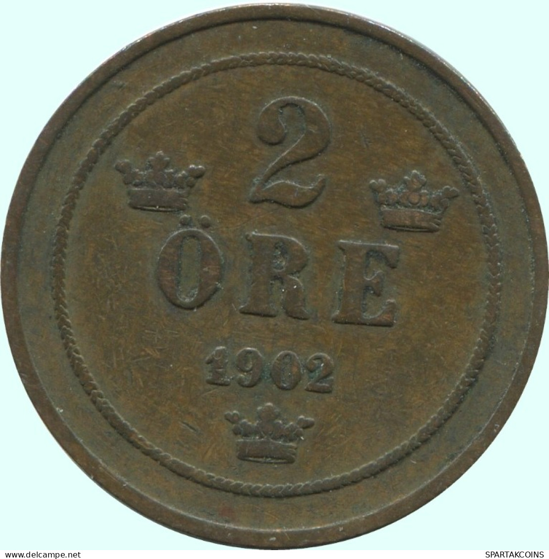 2 ORE 1902 SWEDEN Coin #AC916.2.U.A - Suède