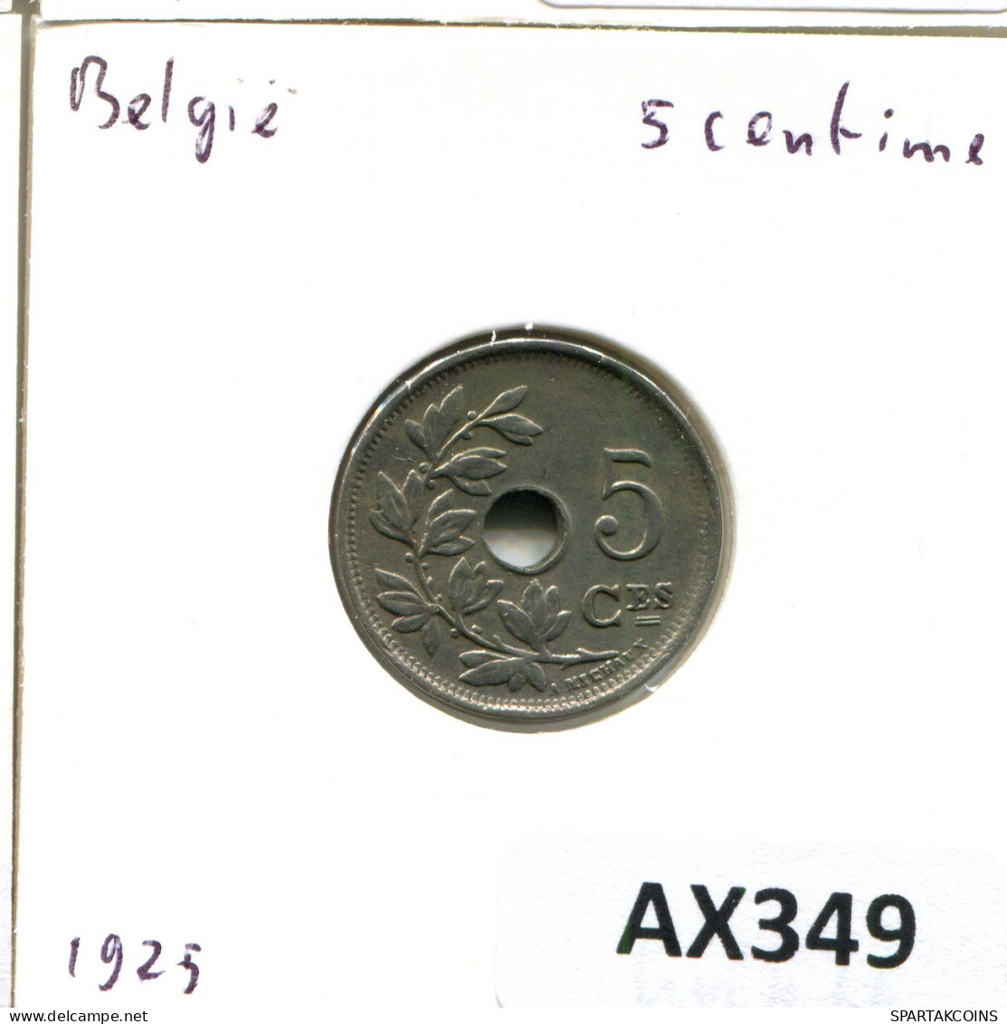 5 CENTIMES 1925 BÉLGICA BELGIUM Moneda FRENCH Text #AX349.E.A - 5 Centimes