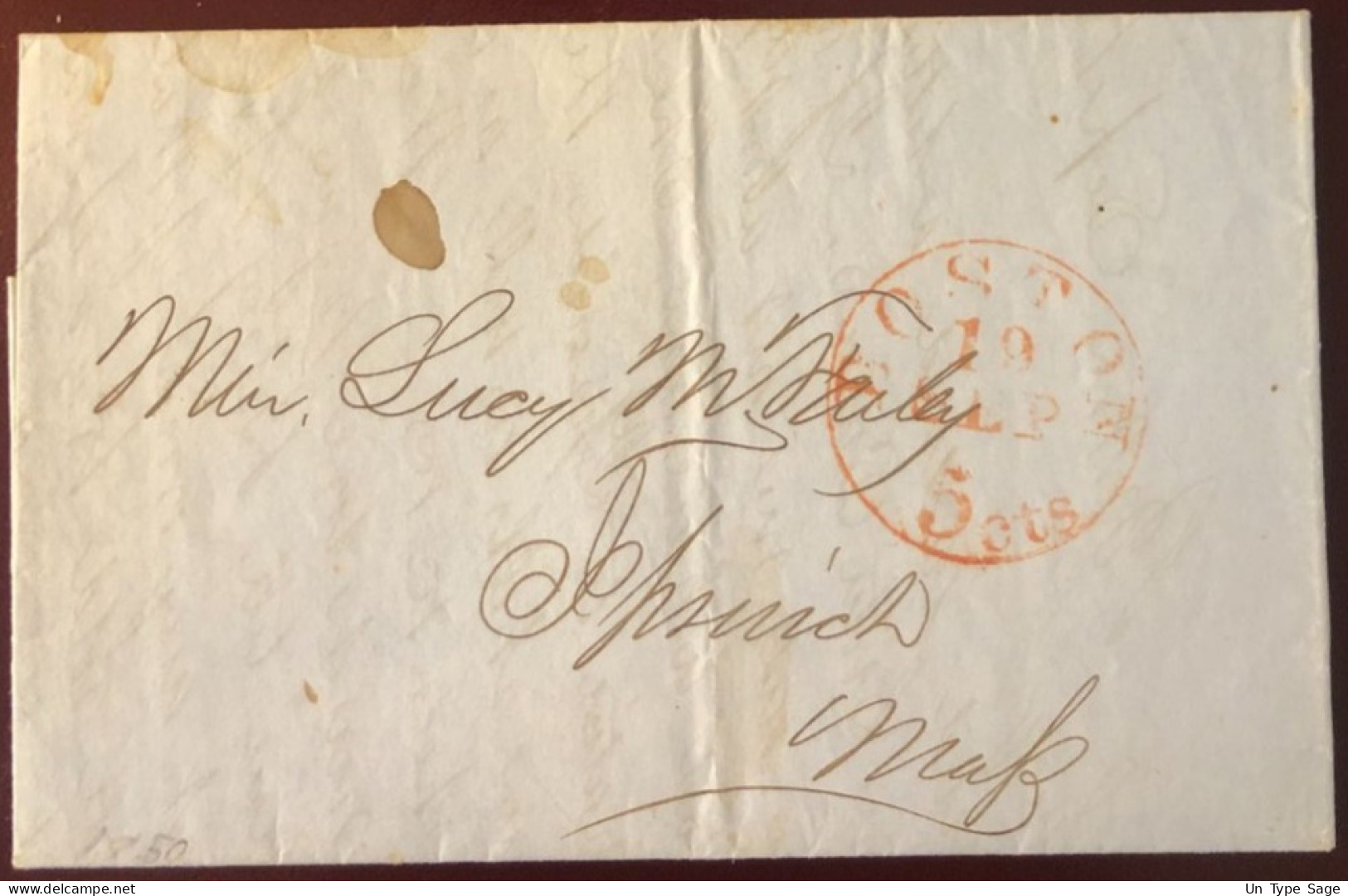 Etats-Unis, Lettre De Boston 19.9.1830 Pour Ipswich - (B1386) - Marcofilia