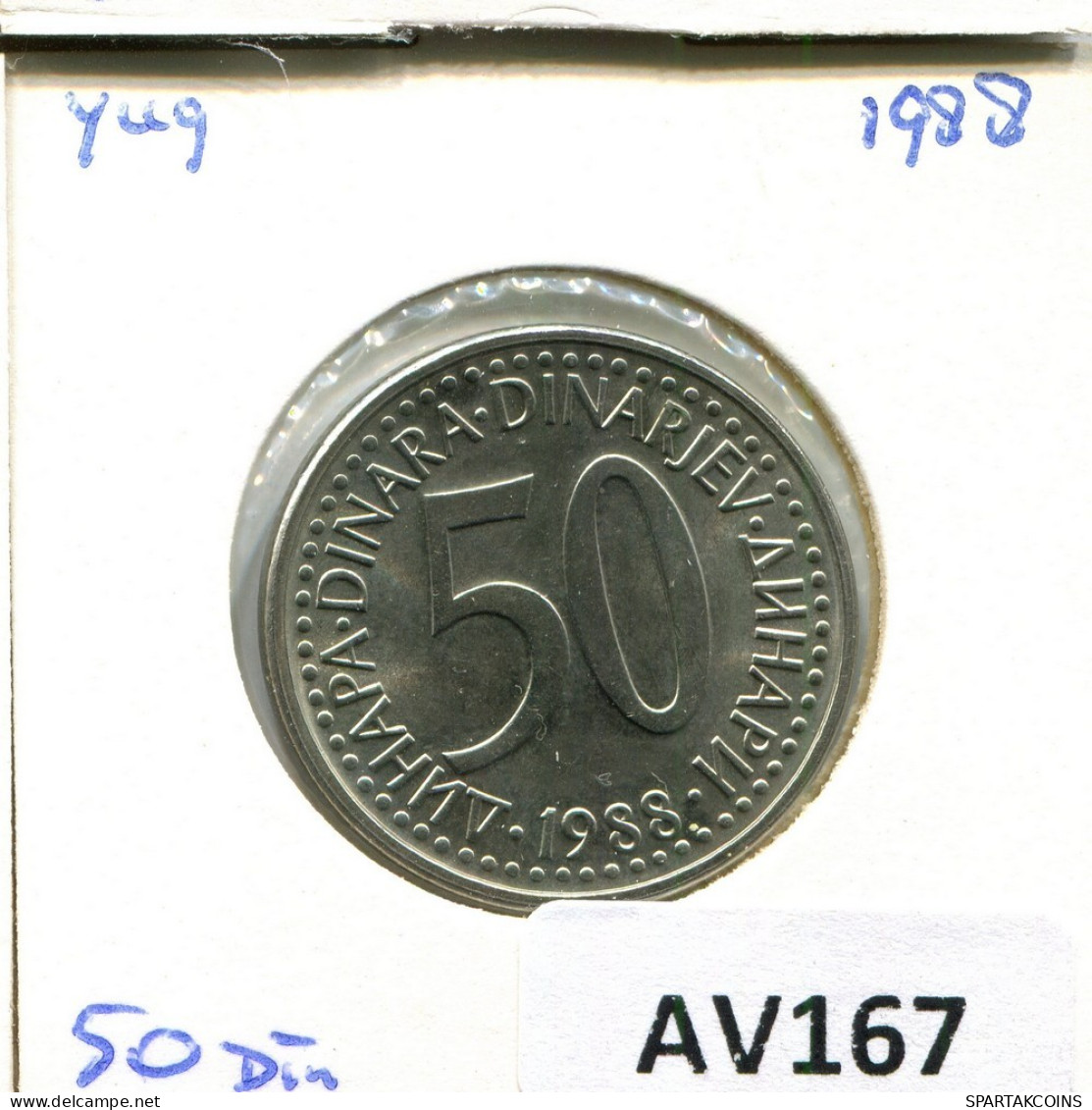 50 DINARA 1988 YUGOSLAVIA Moneda #AV167.E.A - Jugoslavia