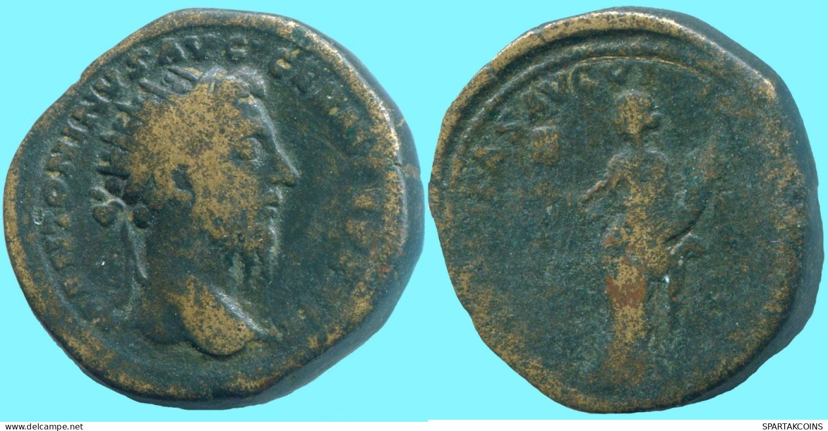 MARCUS AURELIUS AE DUPONDIUS ANNONA STANDING 16.18g/26.4mm #ANC13509.66.U.A - The Anthonines (96 AD To 192 AD)