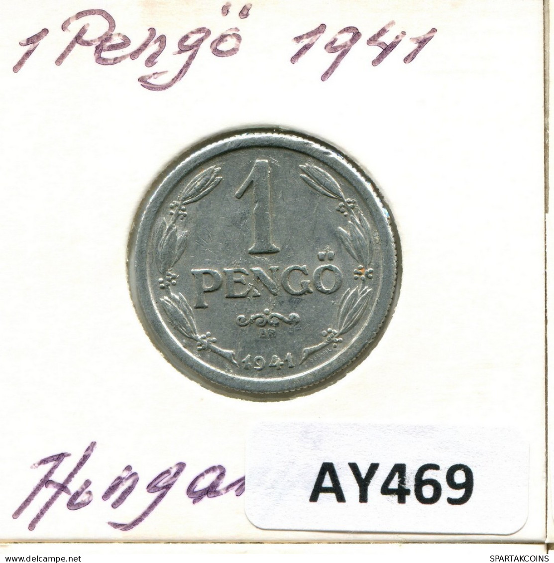 1 PENGO 1941 HUNGARY Coin #AY469.U.A - Hongarije