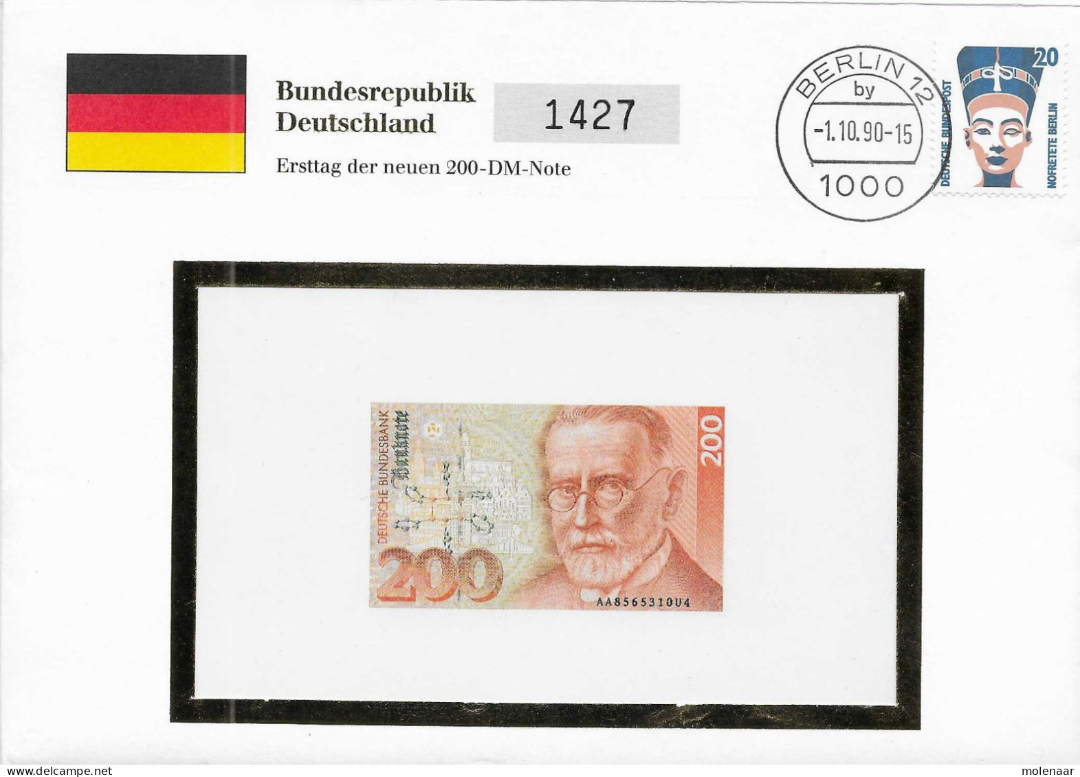 Munten & Bankbiljetten >  BRD Ersttag Der Neuen 200 DM Note (17269) - Ohne Zuordnung