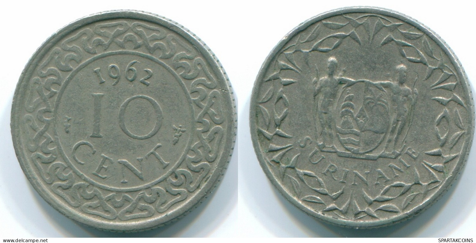 10 CENTS 1962 SURINAME NEERLANDÉS NETHERLANDS Nickel Colonial Moneda #S13196.E.A - Surinam 1975 - ...
