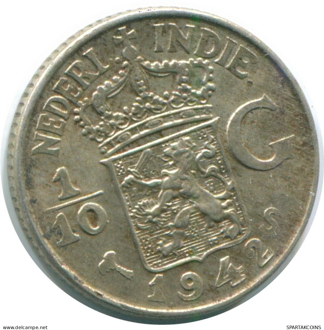 1/10 GULDEN 1942 NIEDERLANDE OSTINDIEN SILBER Koloniale Münze #NL13907.3.D.A - Indes Néerlandaises