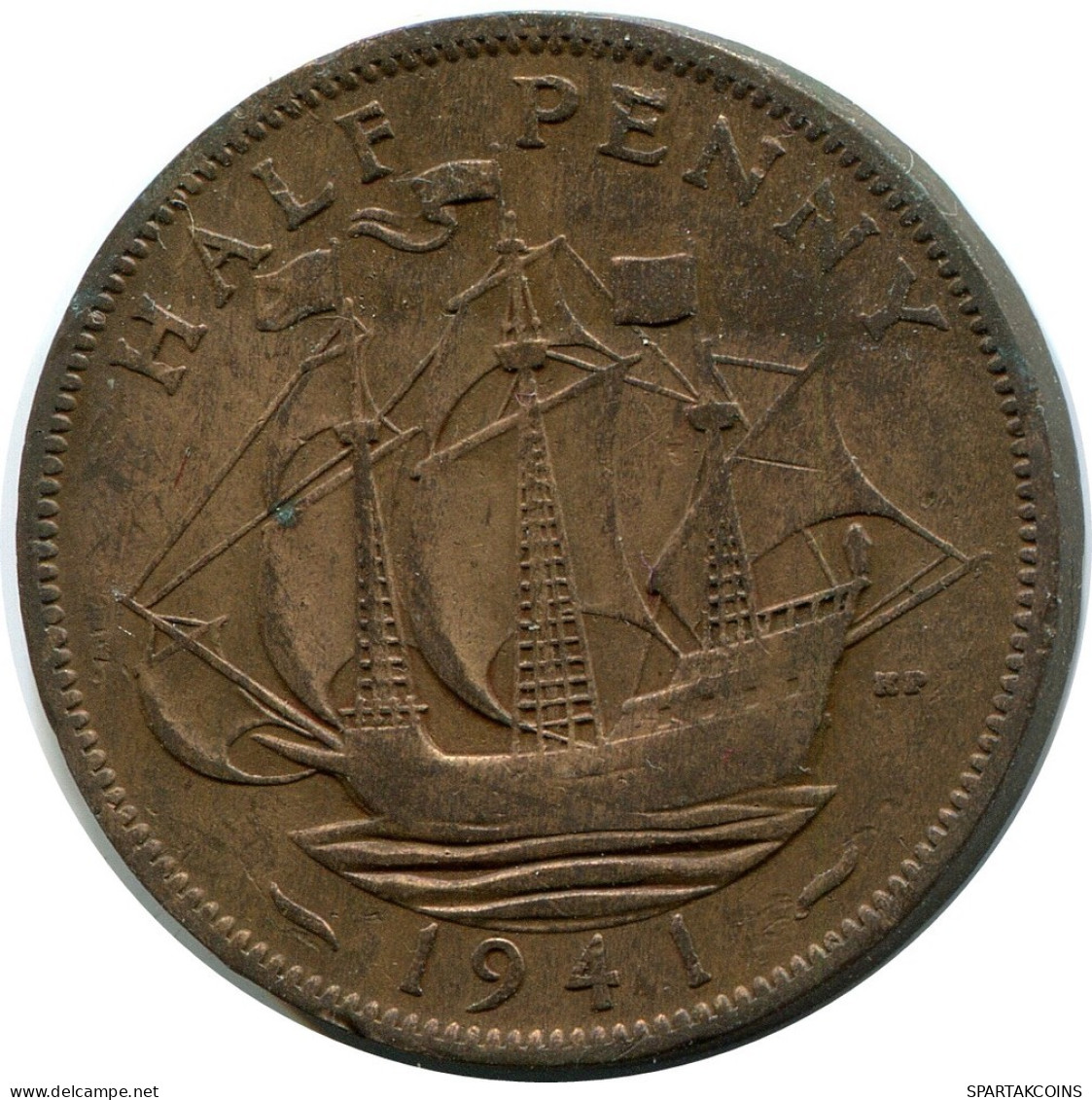 HALF PENNY 1941 UK GROßBRITANNIEN GREAT BRITAIN Münze #AZ668.D.A - C. 1/2 Penny