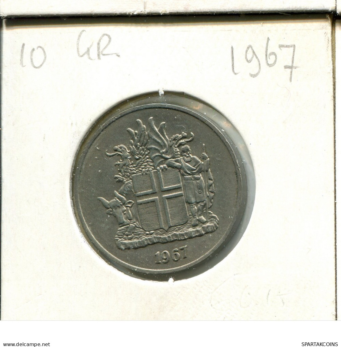 10 KRONUR 1967 ICELAND Coin #AT070.U.A - Islanda