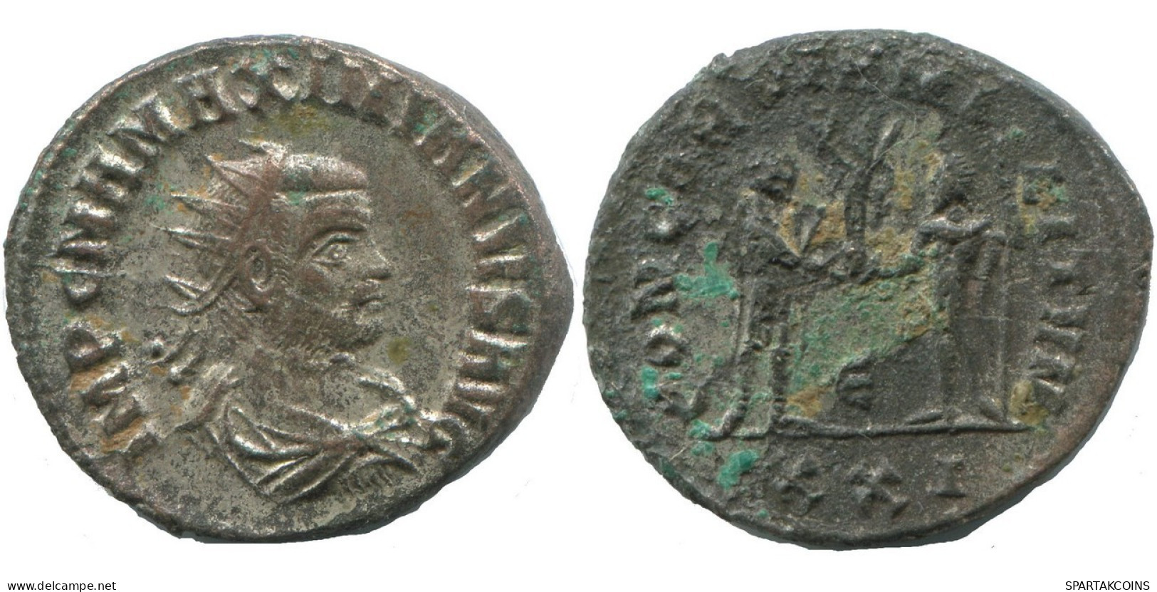 MAXIMIANUS CYZICUS E XXI AD293 SILVERED LATE ROMAN COIN 4.1g/22mm #ANT2671.41.U.A - La Tetrarchía Y Constantino I El Magno (284 / 307)