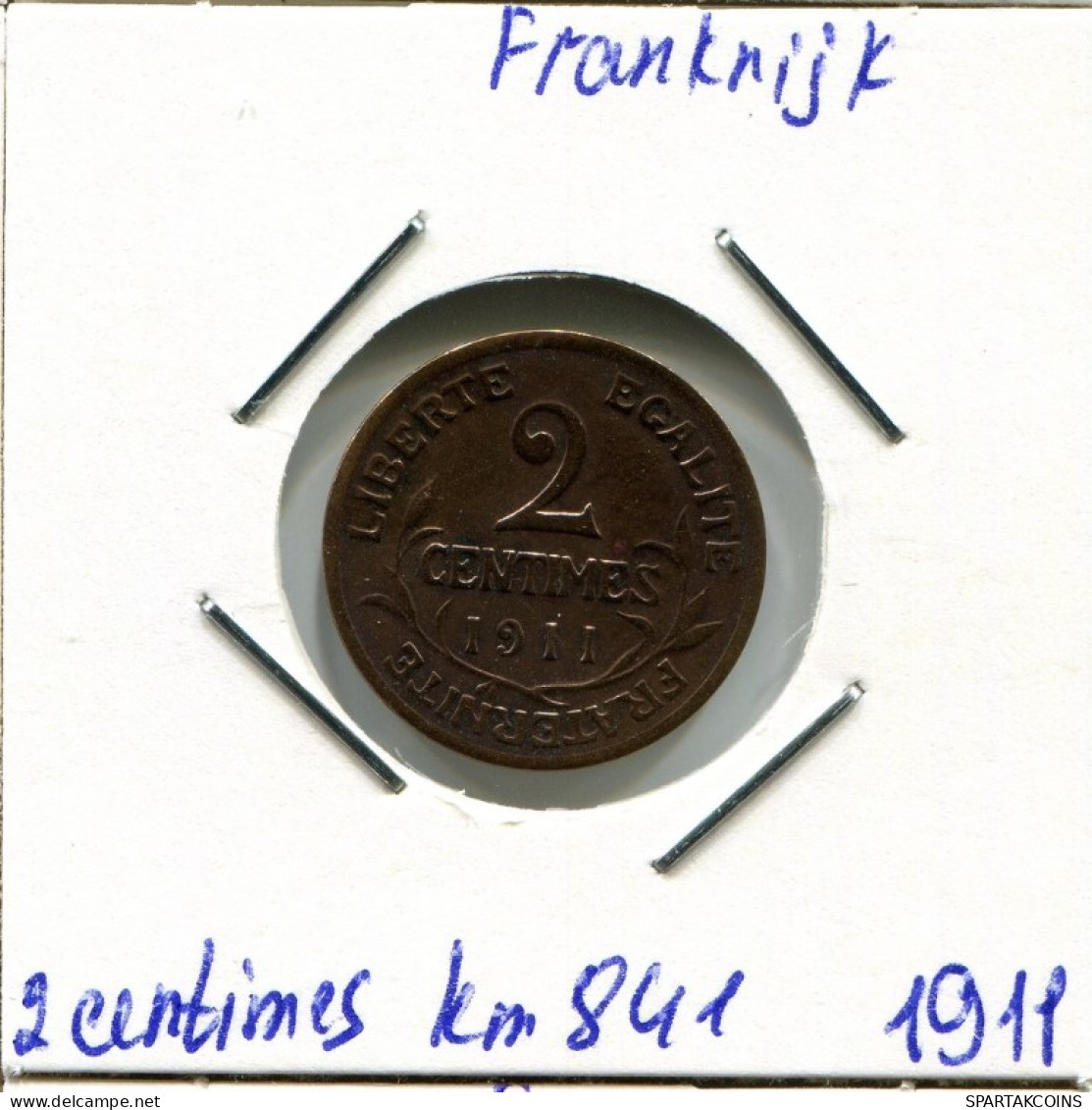 2 CENTIMES 1911 FRANCE Pièce Française #AK982.F.A - 2 Centimes