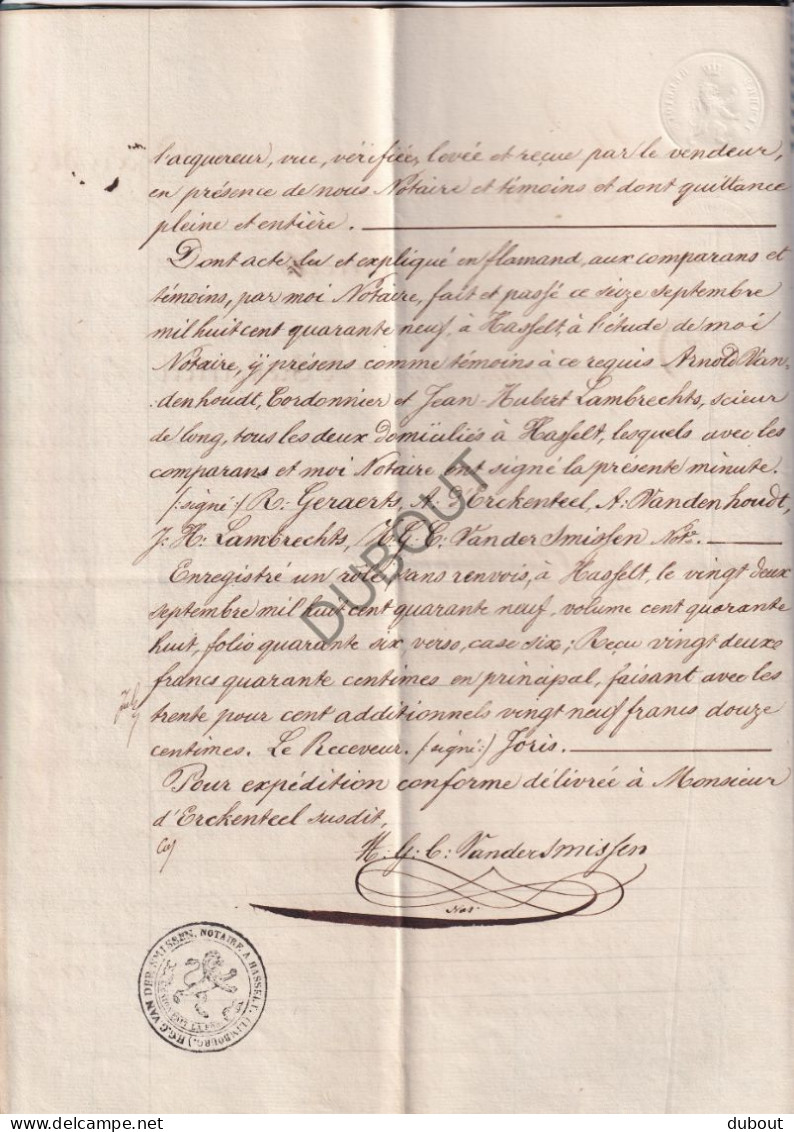 Notarisakte Verkoop Grond Te Alken 1849 (V3084) - Manuscrits