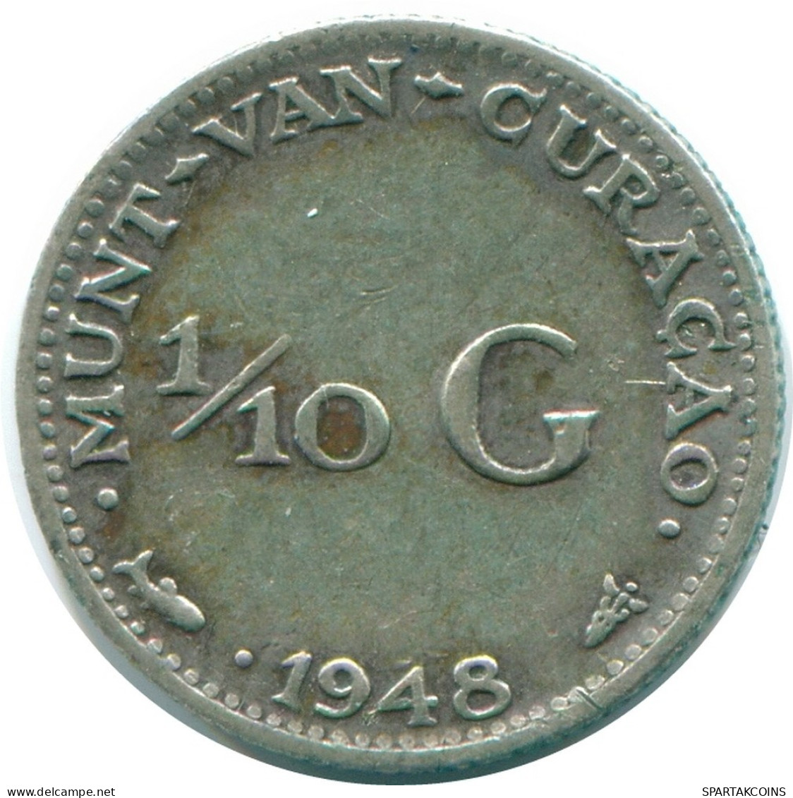 1/10 GULDEN 1948 CURACAO Netherlands SILVER Colonial Coin #NL11990.3.U.A - Curaçao