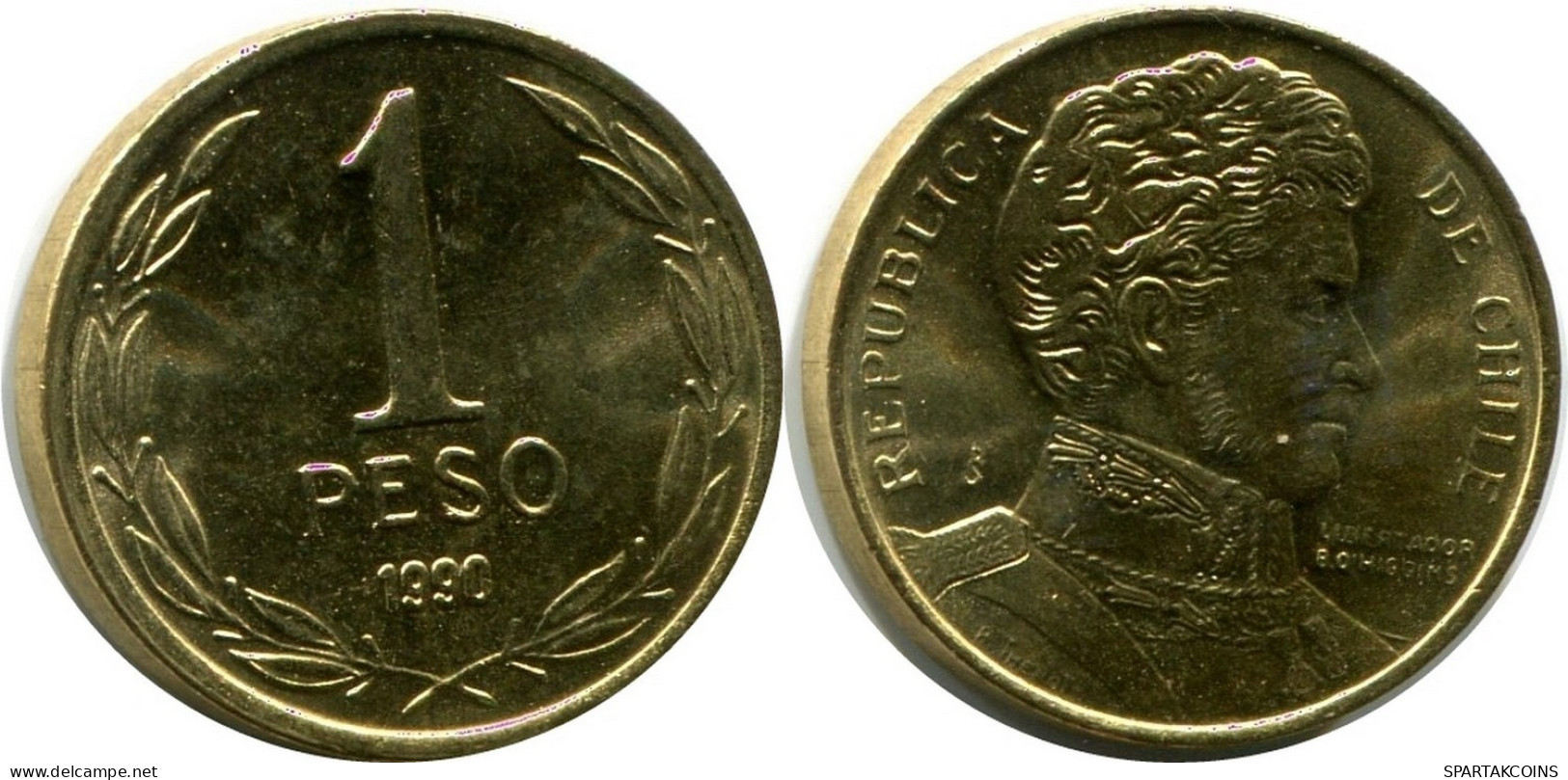 1 PESO 1990 CHILE UNC Münze #M10077.D.A - Chile
