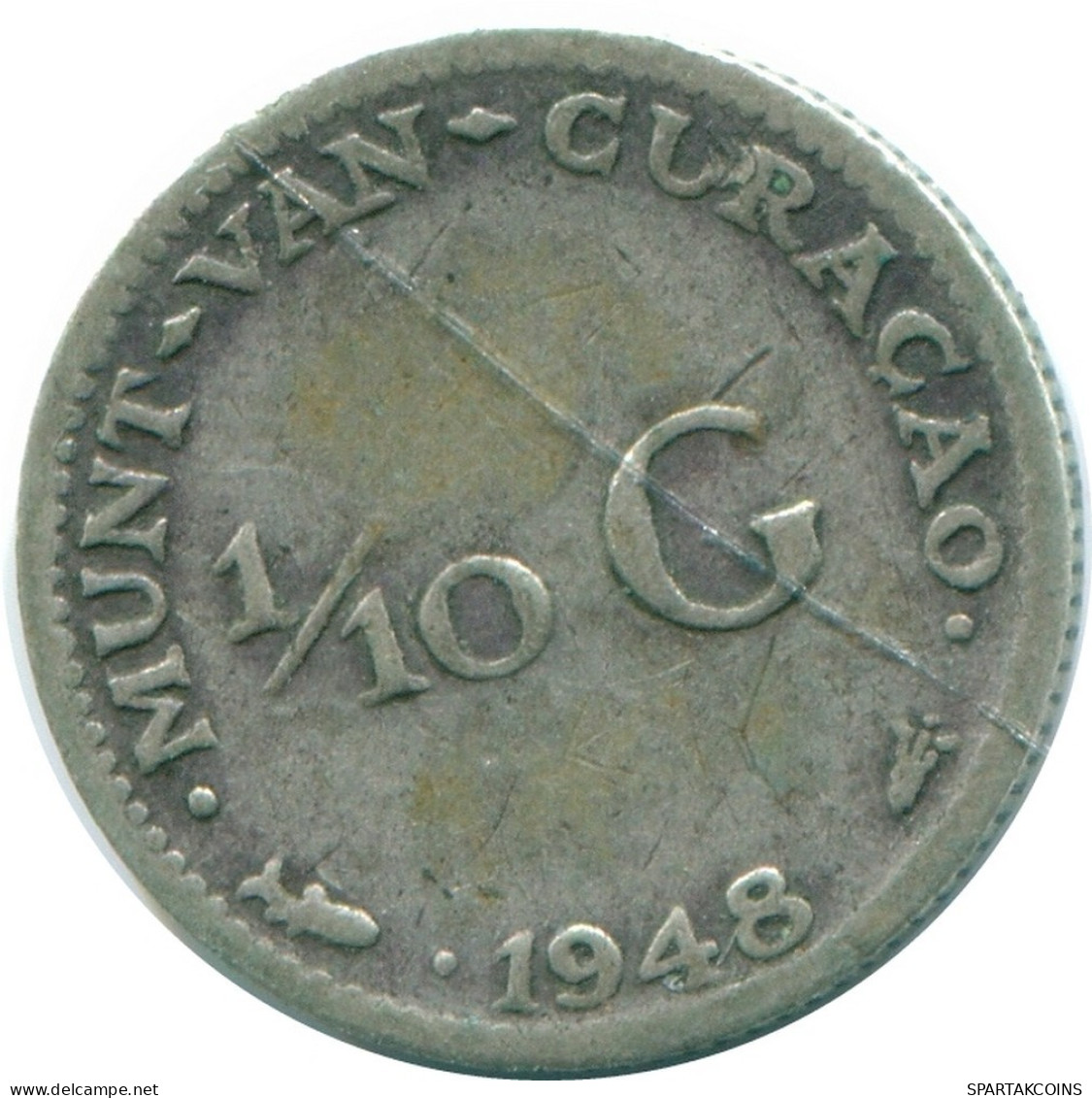 1/10 GULDEN 1948 CURACAO NÉERLANDAIS NETHERLANDS ARGENT Colonial Pièce #NL11977.3.F.A - Curacao