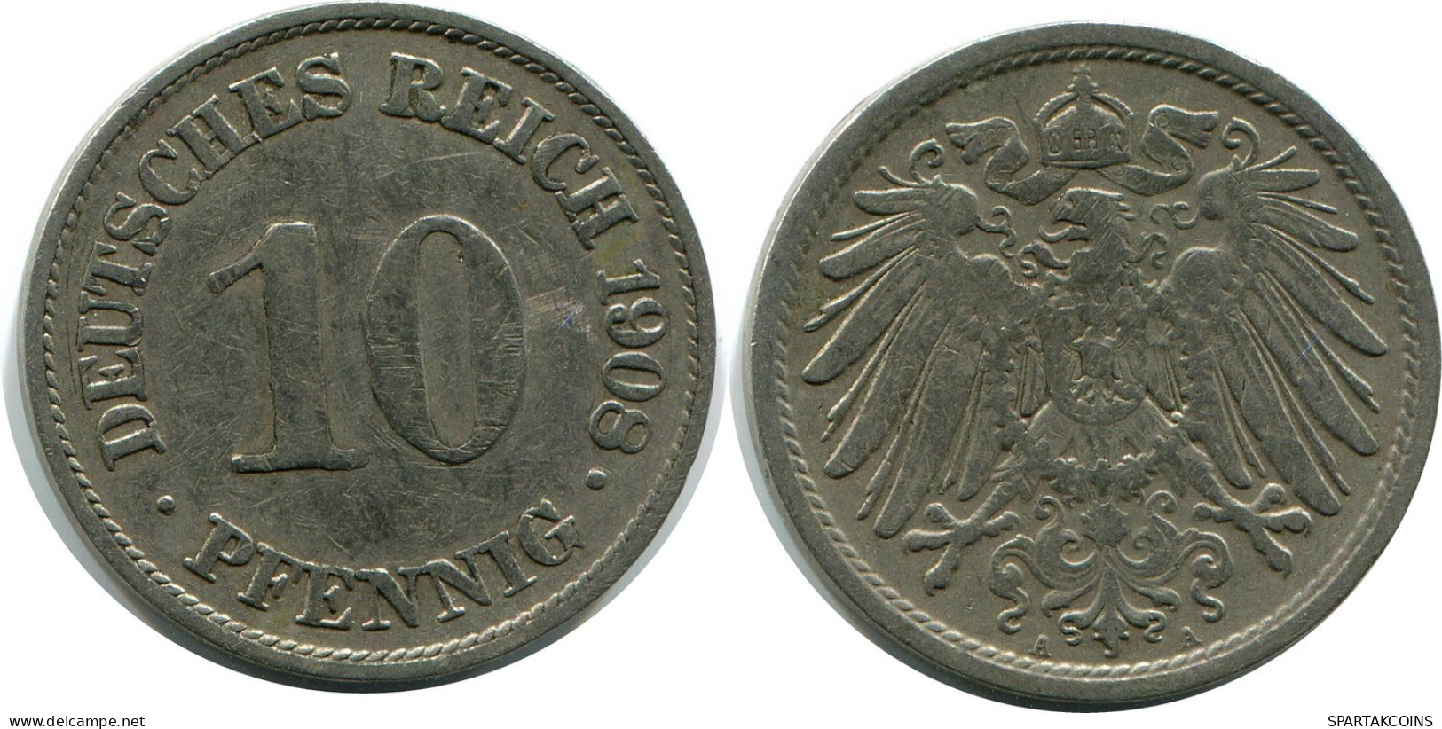 10 PFENNIG 1908 A ALEMANIA Moneda GERMANY #DB296.E.A - 10 Pfennig
