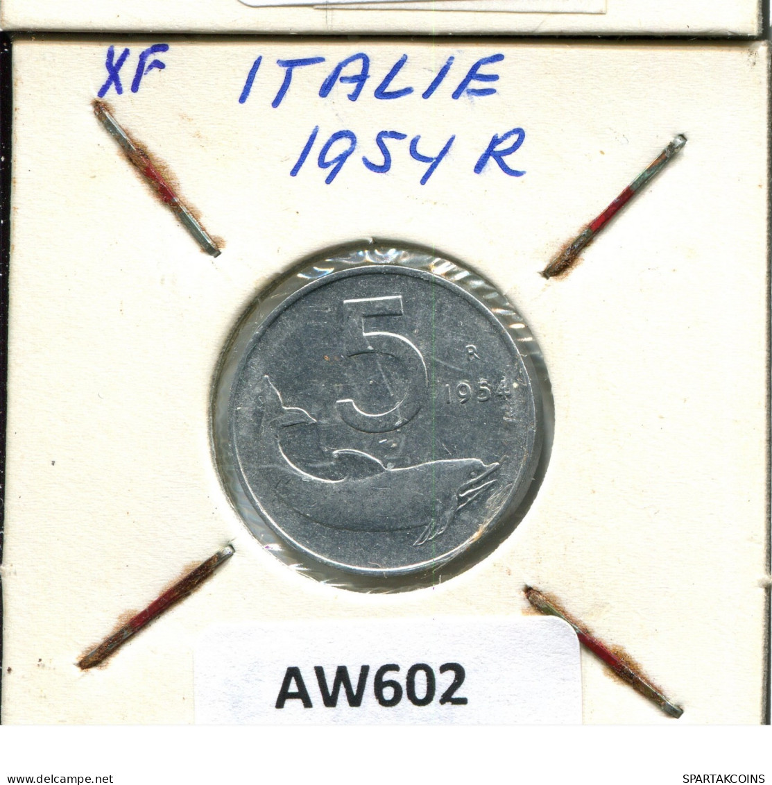 5 LIRE 1954 R ITALY Coin #AW602.U.A - 5 Liras