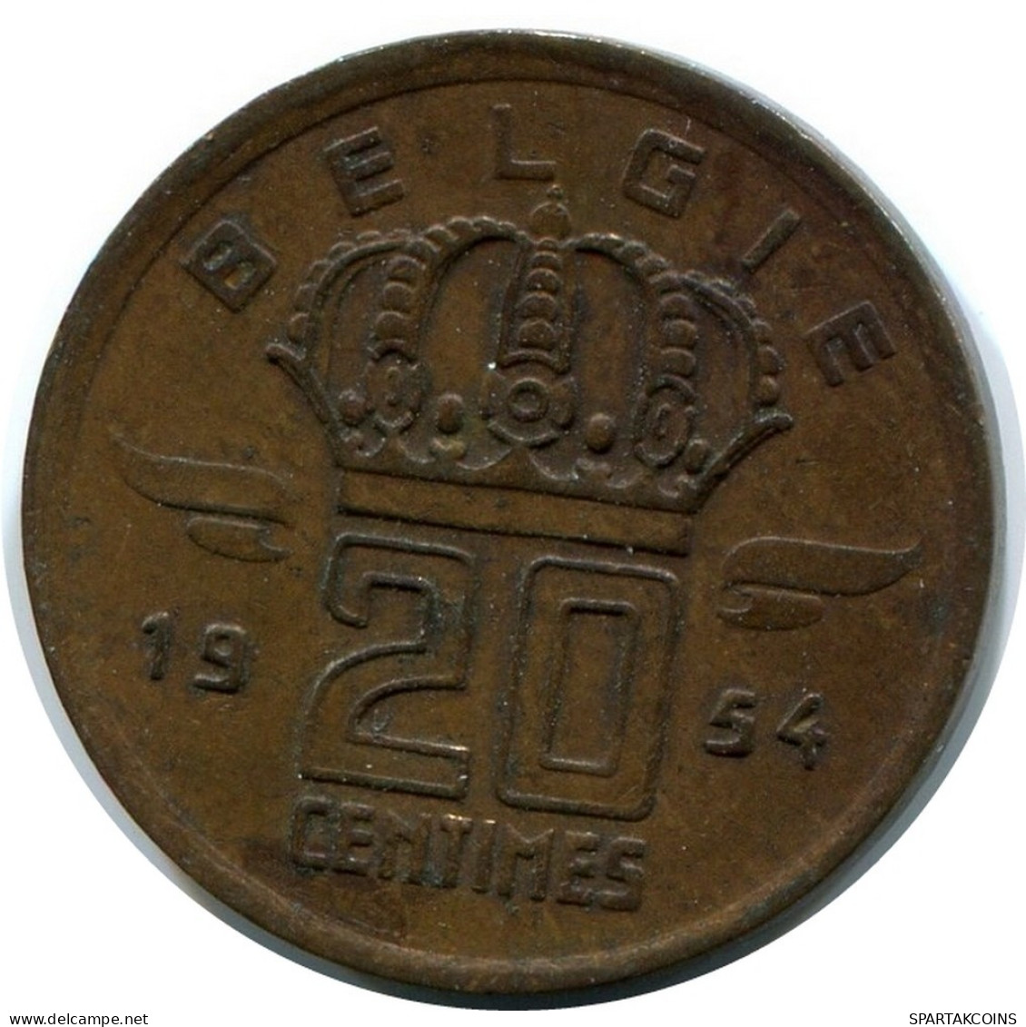 20 CENTIMES 1954 BELGIUM Coin DUTCH Text #AX367.U.A - 25 Cents