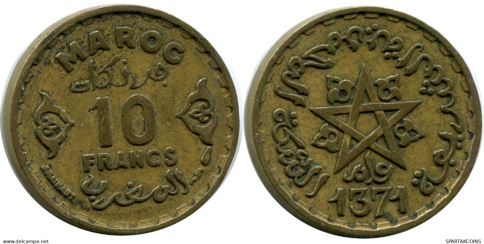 10 FRANCS 1951 MOROCCO Islamic Coin #AH681.3.U.A - Maroc