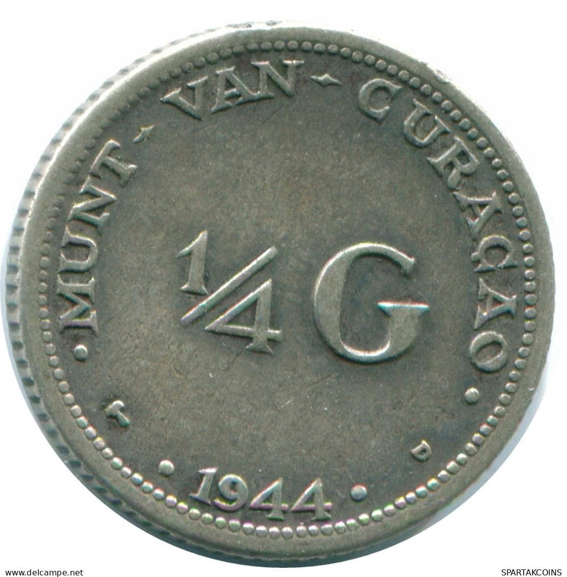 1/4 GULDEN 1944 CURACAO Netherlands SILVER Colonial Coin #NL10622.4.U.A - Curacao