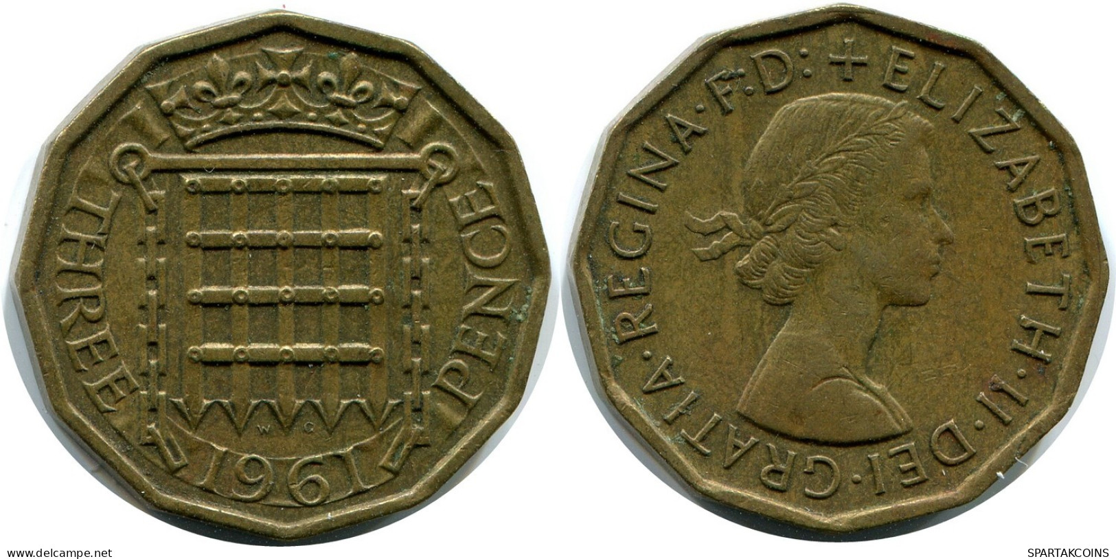 THREEPENCE 1961 UK GBAN BRETAÑA GREAT BRITAIN Moneda #BB056.E.A - F. 3 Pence