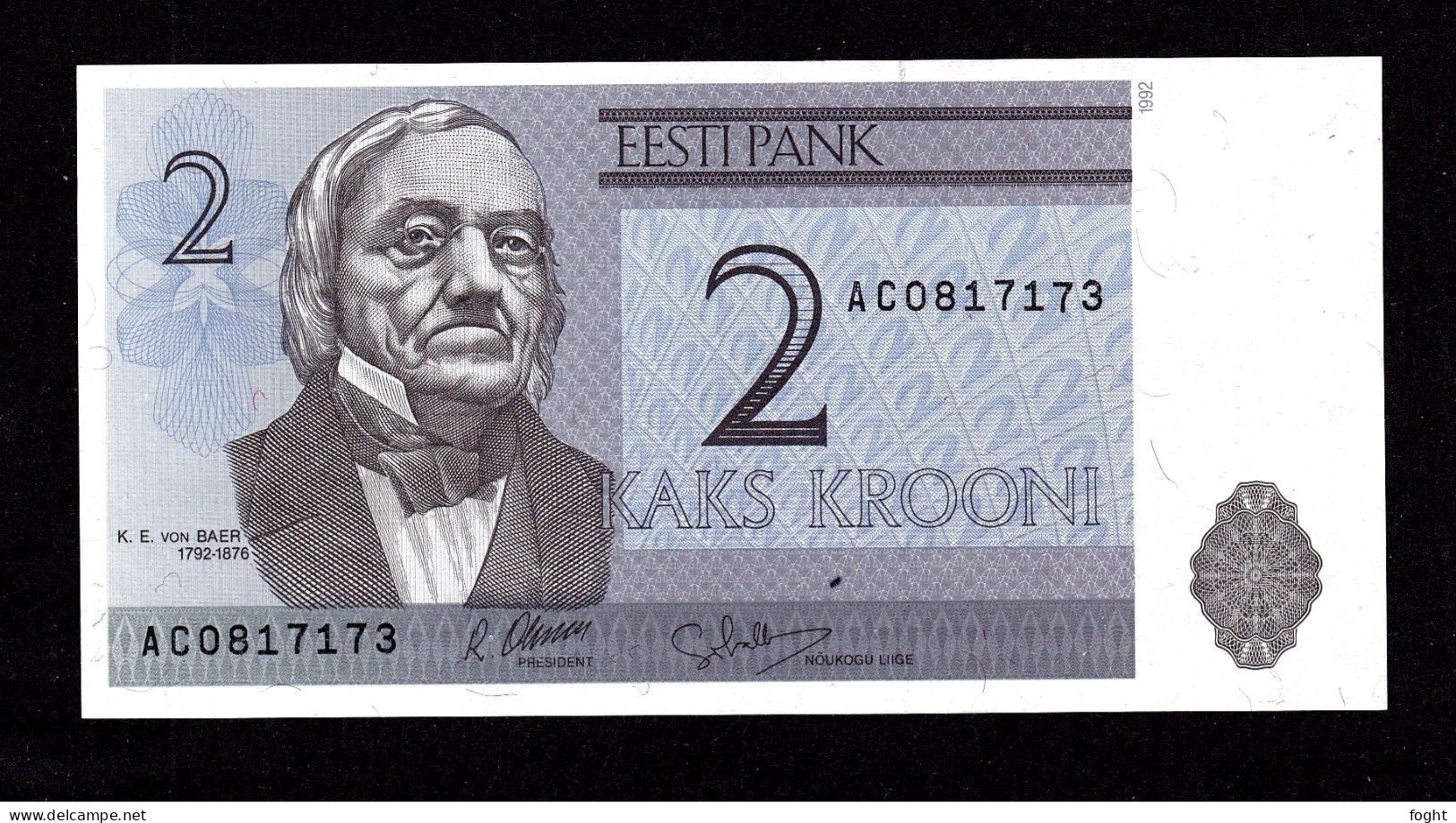 1992 Estonia Bank Of Estonia Banknote 2 Krooni,P#70A - Estonie