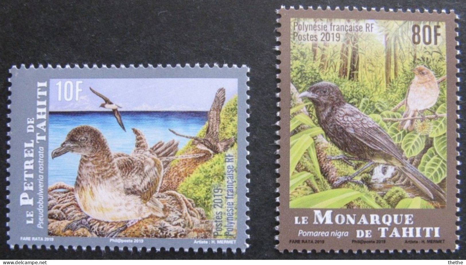 POLYNESIE - Oiseaux  : Pétrel, Monarque De Tahiti - Unused Stamps